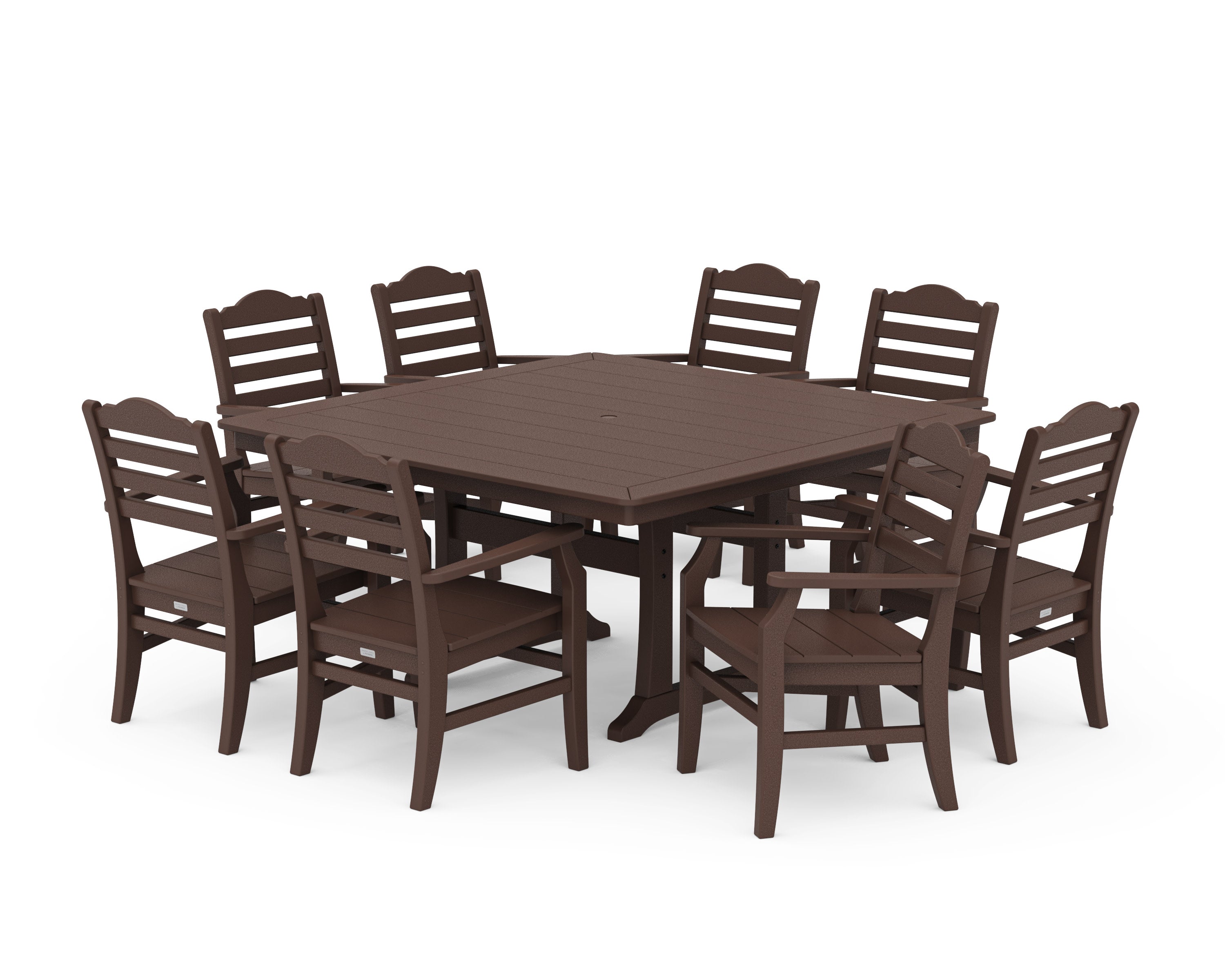 Savannah 9-Piece Square Dining Set with Trestle Legs in Mahogany