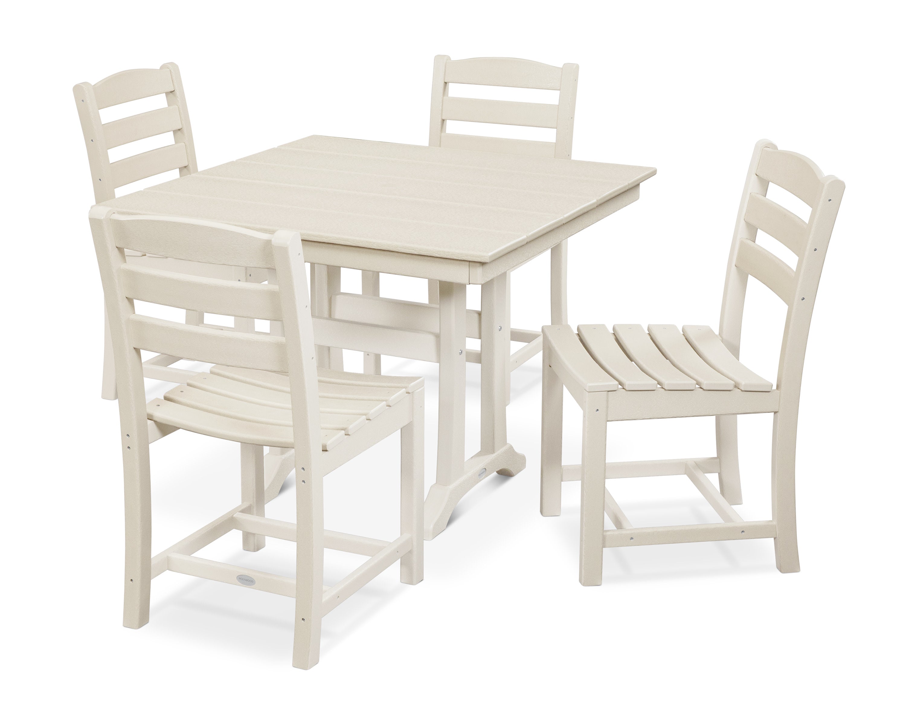 La Casa Caf 5-Piece Farmhouse Trestle Side Chair Dining Set in Sand