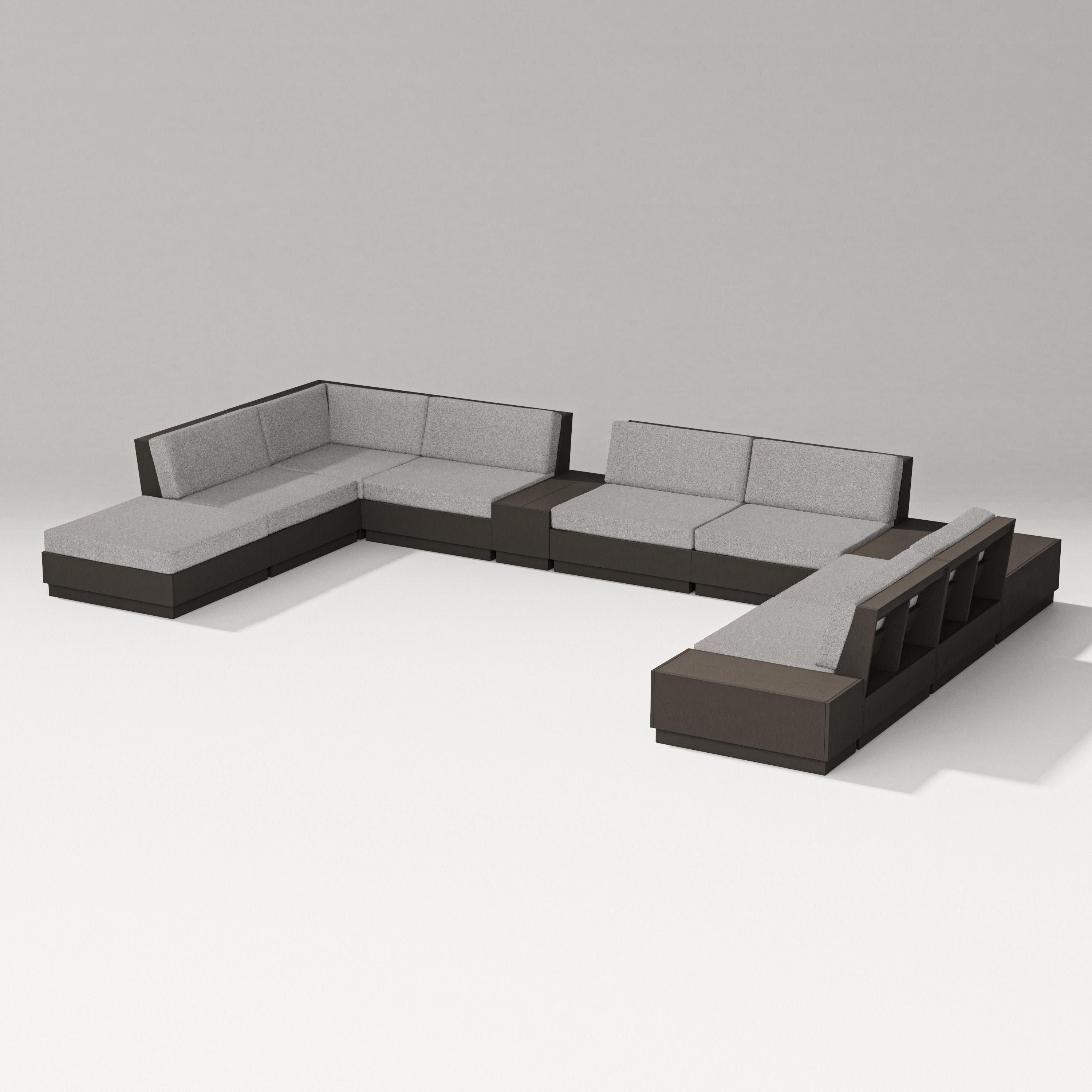 Elevate 11-Piece Conversation Sectional Set in Vintage Coffee / Grey Mist