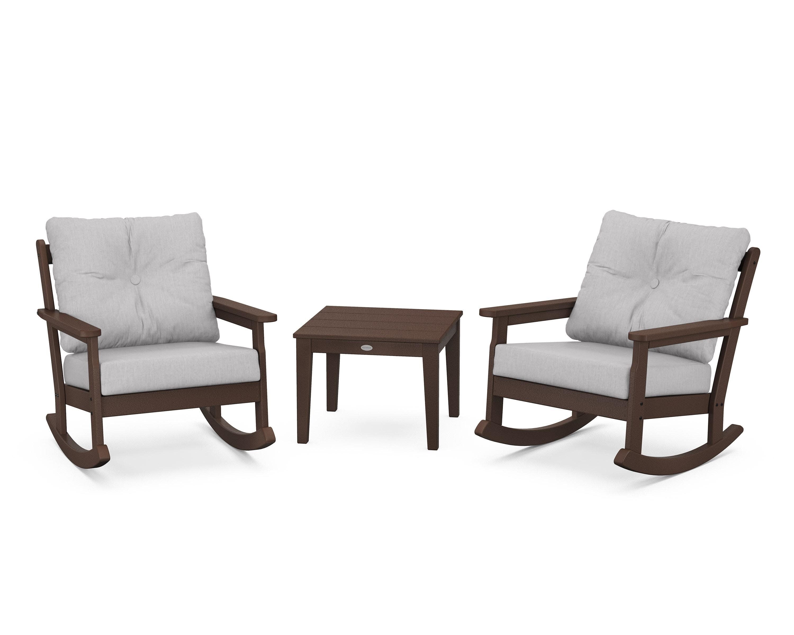 Vineyard 3-Piece Deep Seating Rocker Set in Mahogany / Granite