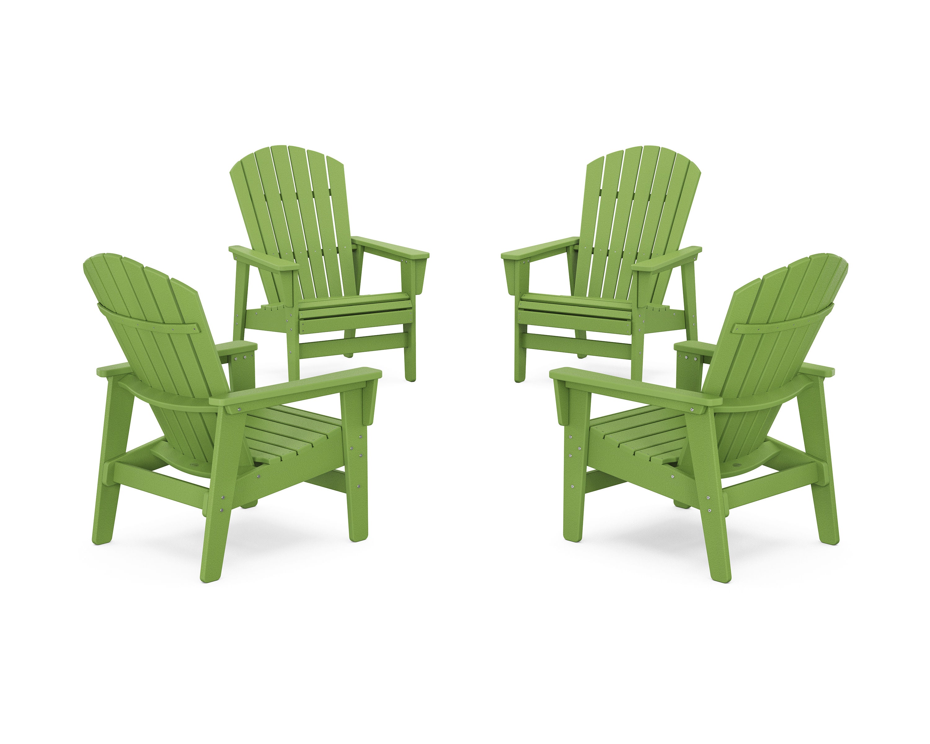 4-Piece Nautical Grand Upright Adirondack Chair Conversation Set in Lime