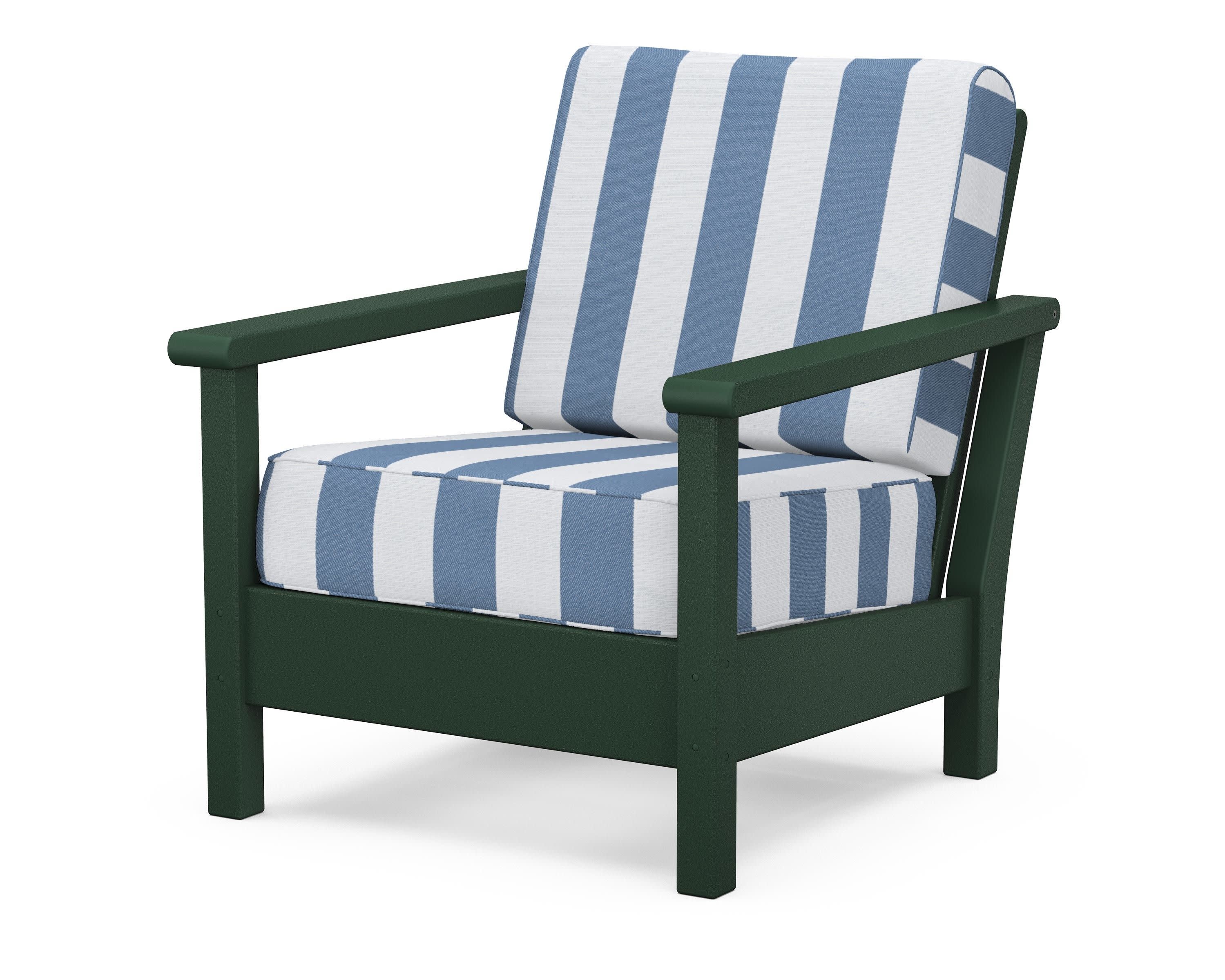 Harbour Deep Seating Chair in Green / Cabana Stripe Sky Blue