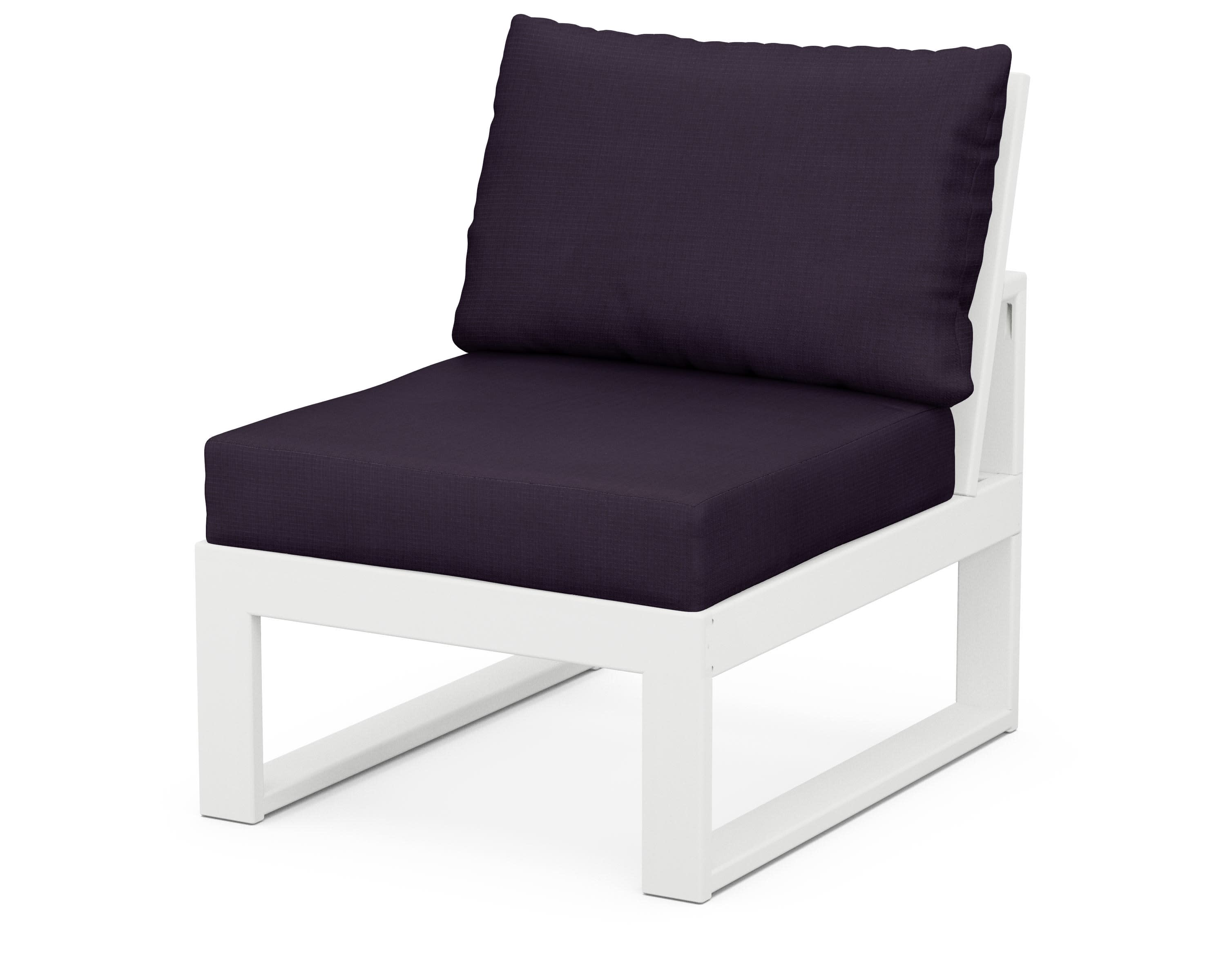 Modular Armless Chair in White / Navy Linen