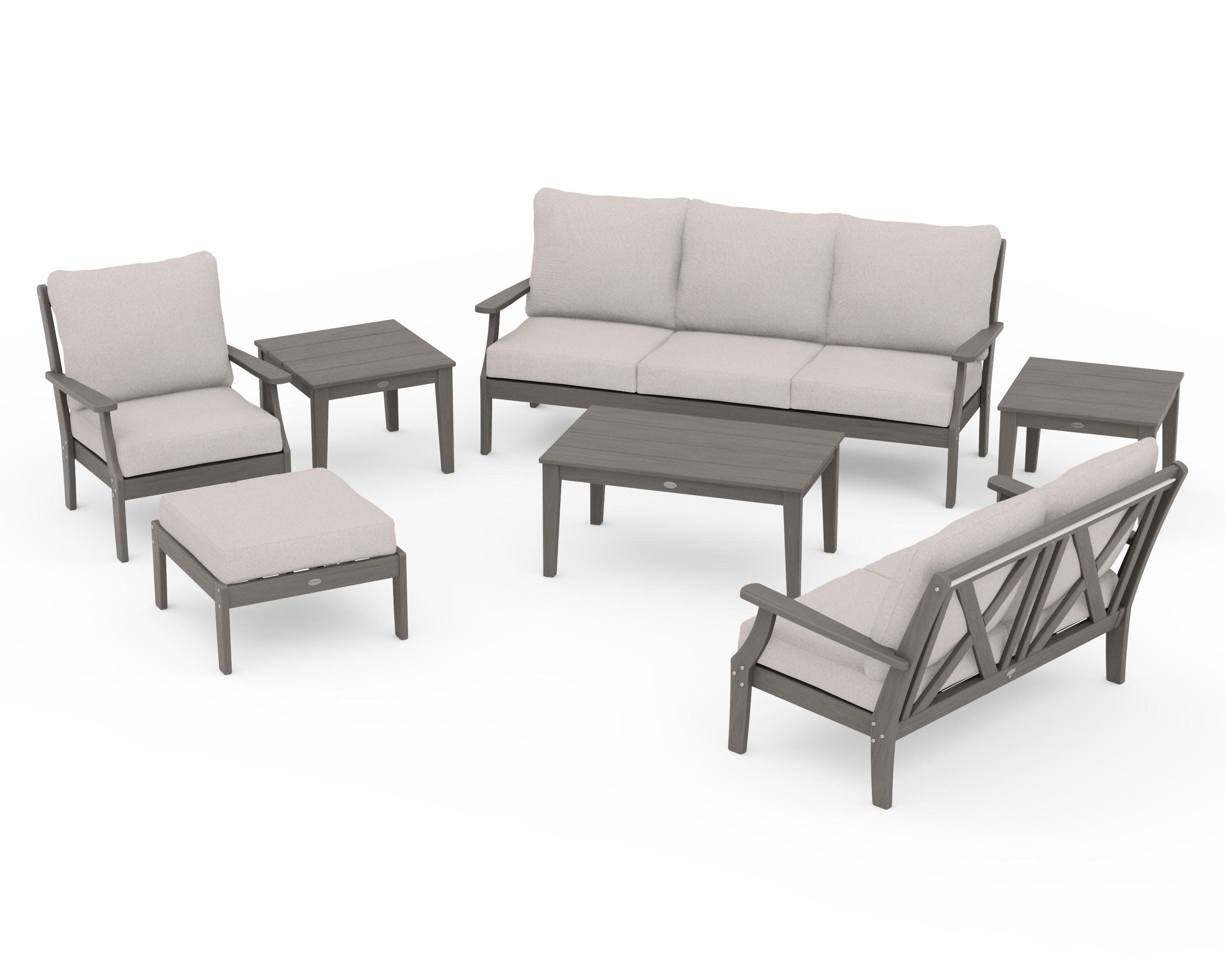 Braxton 7-Piece Deep Seating Set in Driftwood / Dune Burlap