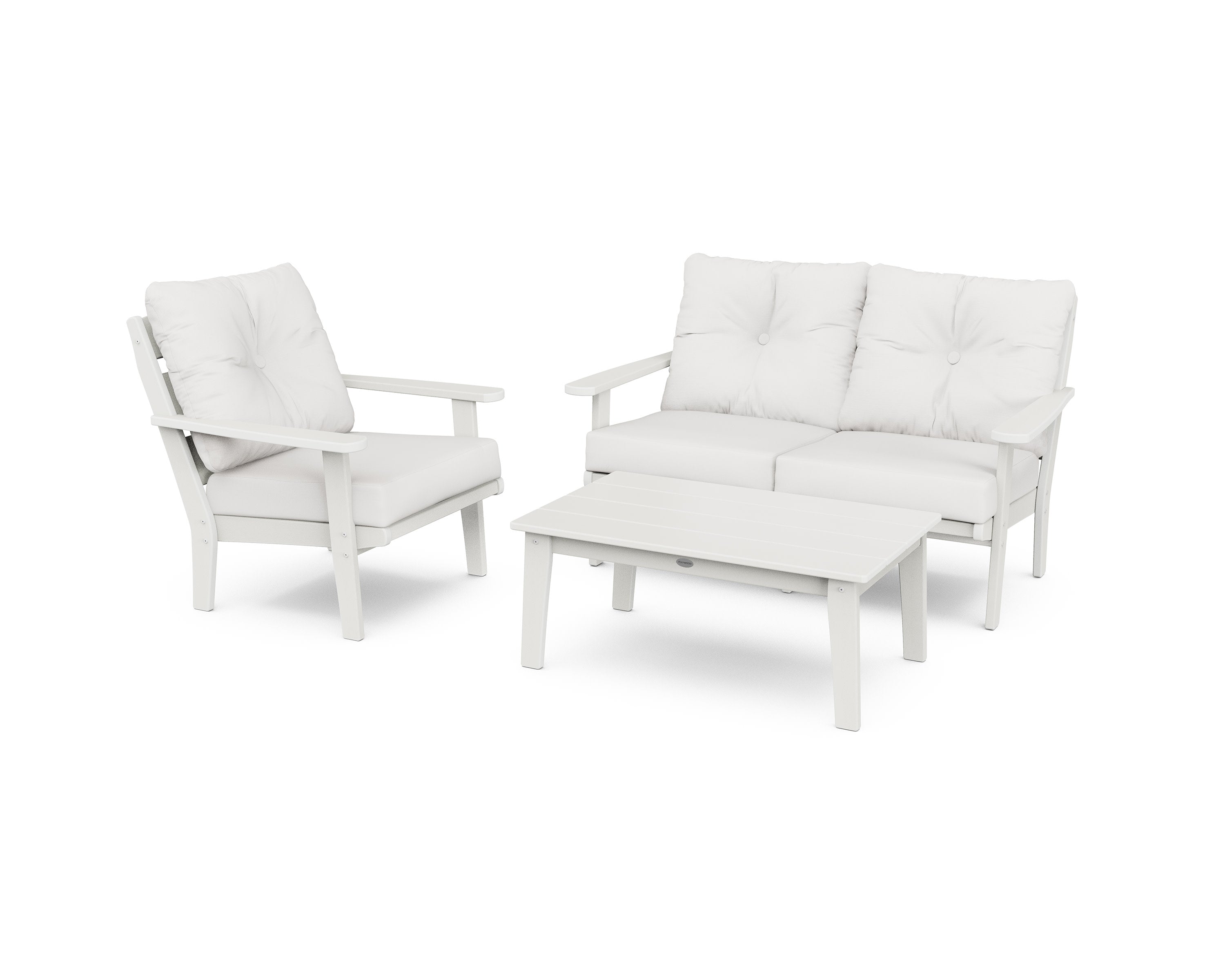 Lakeside 3-Piece Deep Seating Set in Vintage White / Natural Linen