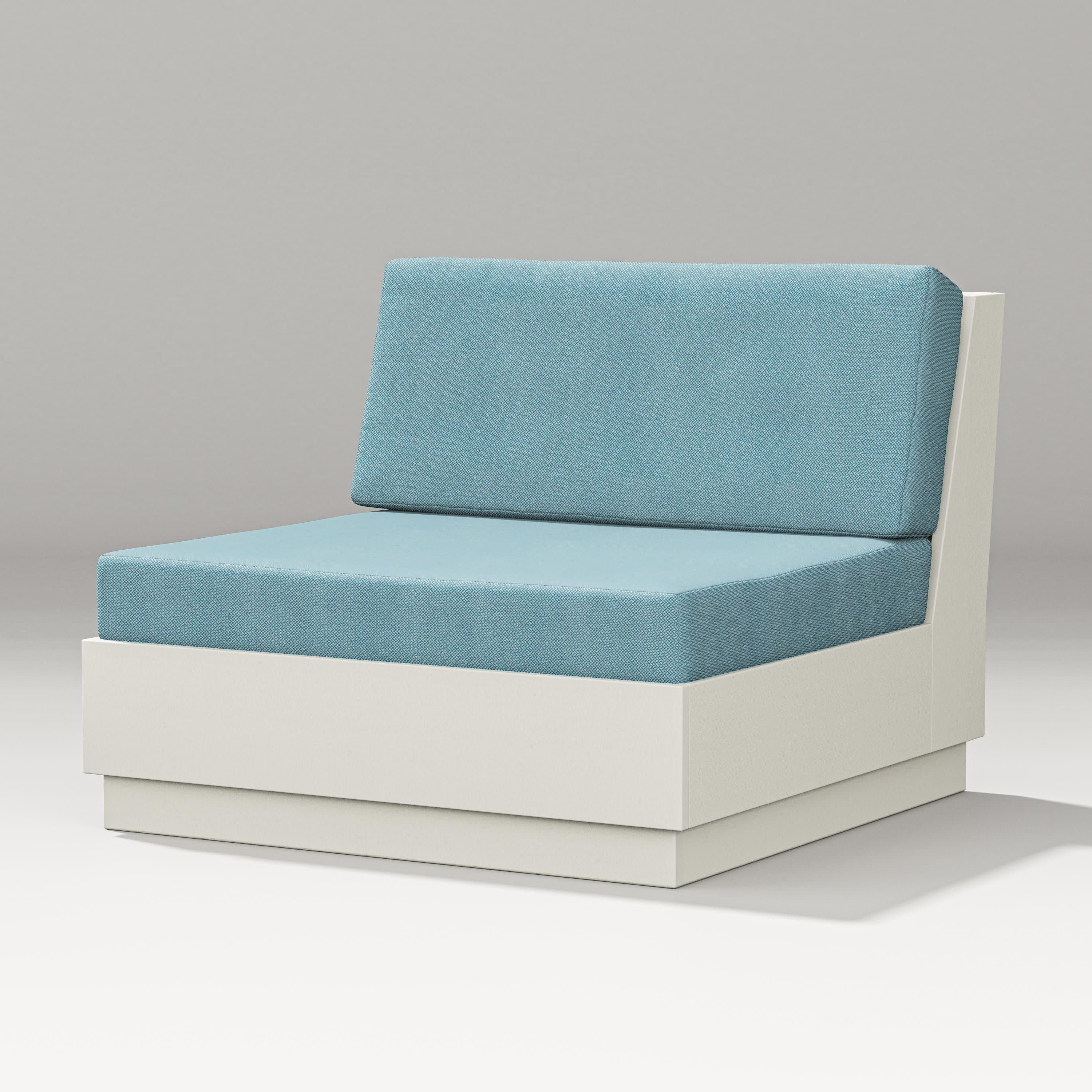 Elevate Modular Armless Chair in Vintage White / Lattice Sky Blue