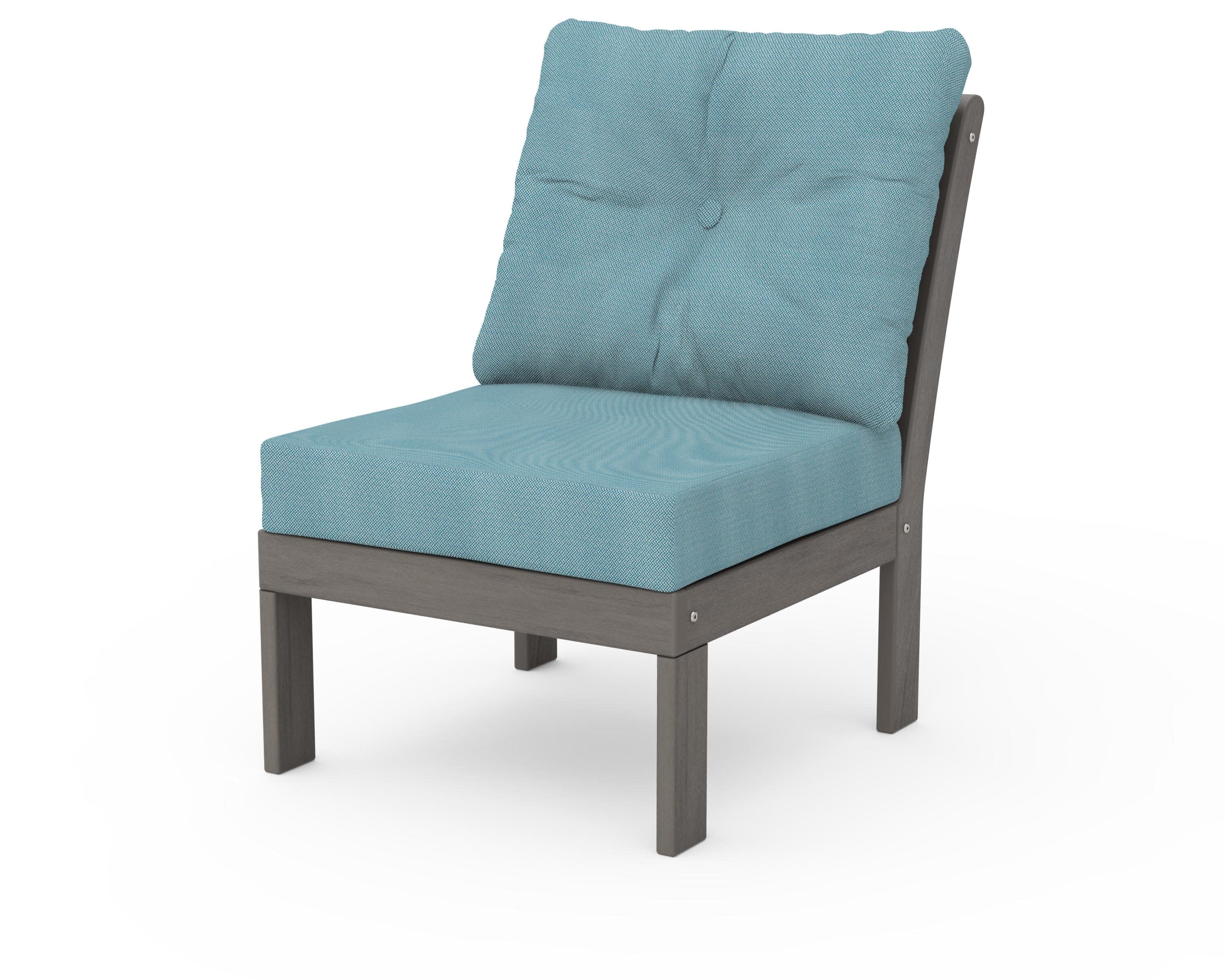 Vineyard Modular Armless Chair in Driftwood / Lattice Sky Blue