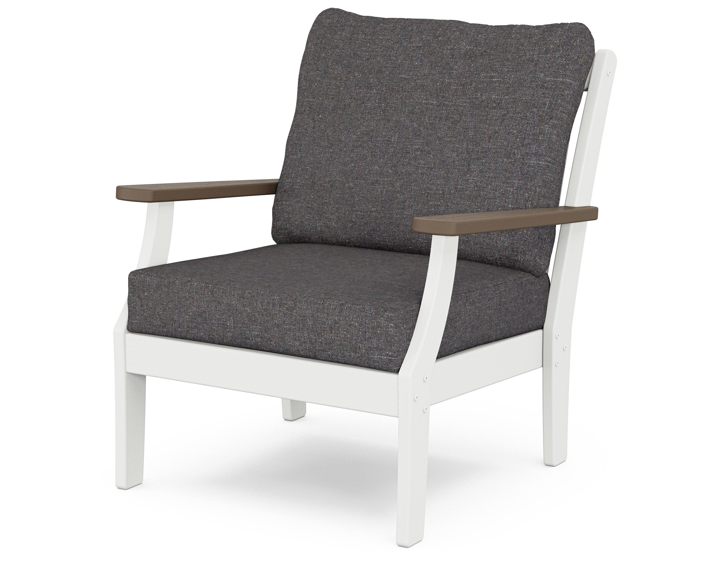 Braxton Deep Seating Chair in White / Kona / Ash Charcoal