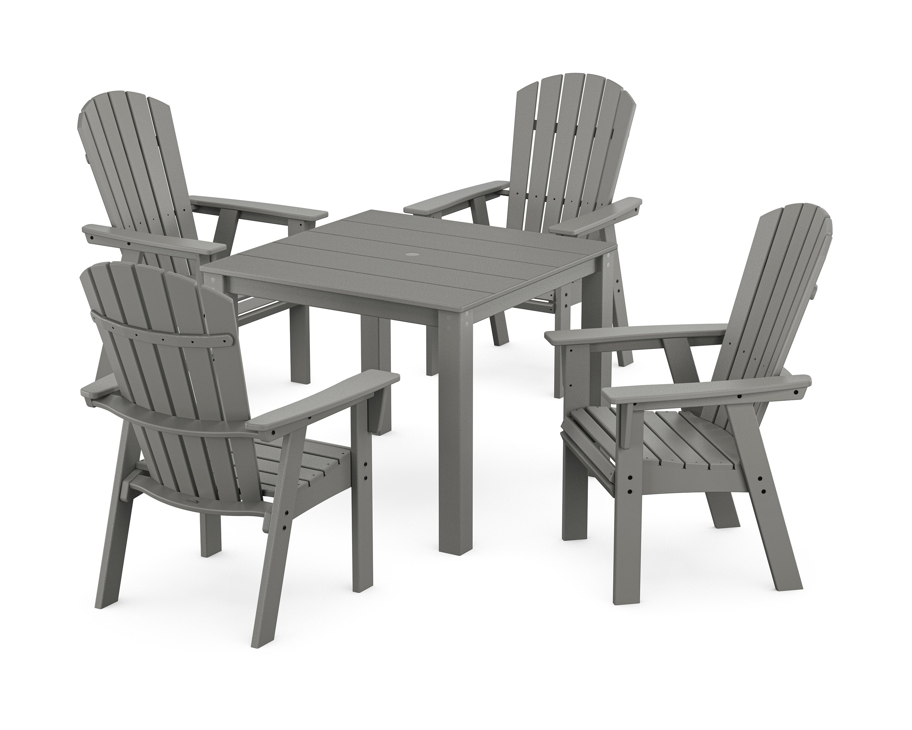 Nautical Curveback Adirondack 5-Piece Parsons Dining Set in Slate Grey