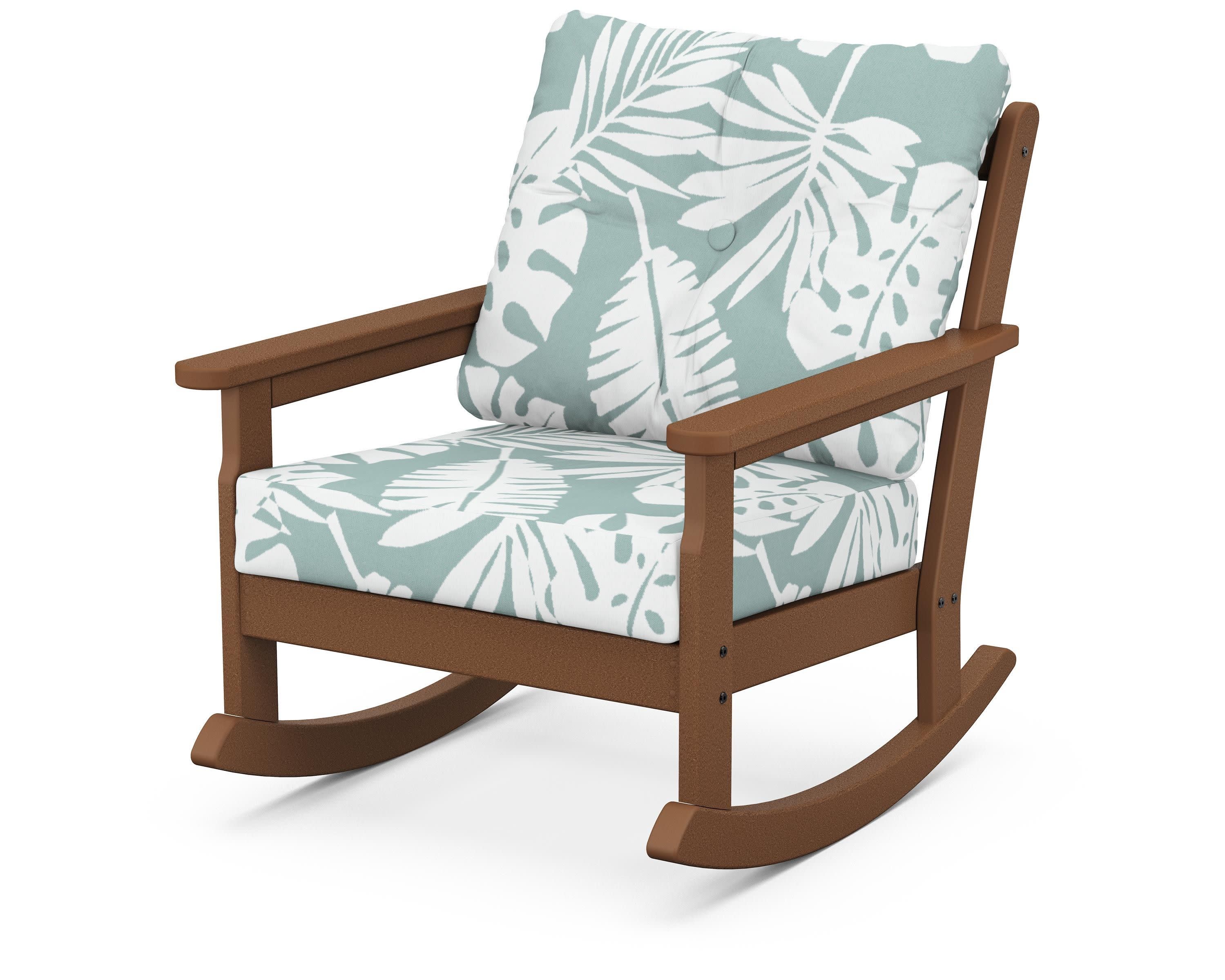 Vineyard Deep Seating Rocking Chair in Teak / Leaf Glacier Spa