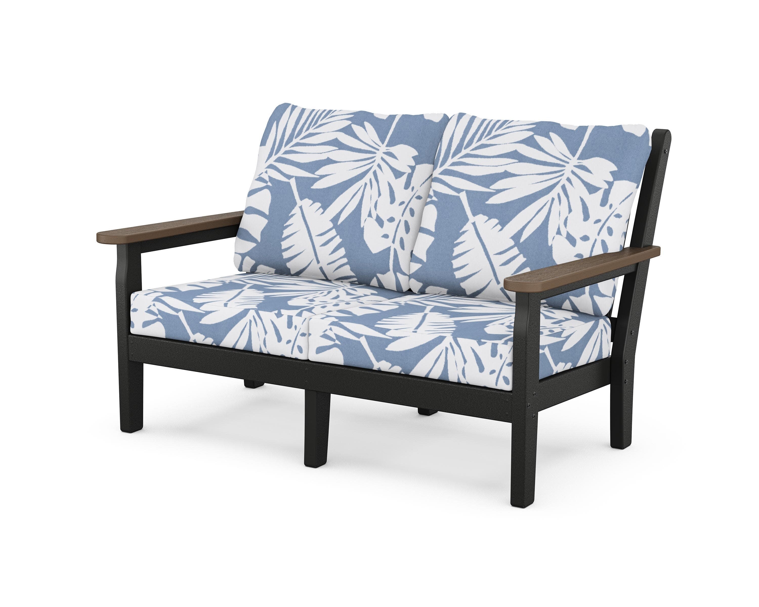 Chippendale Deep Seating Loveseat in Black / Kona / Leaf Sky Blue