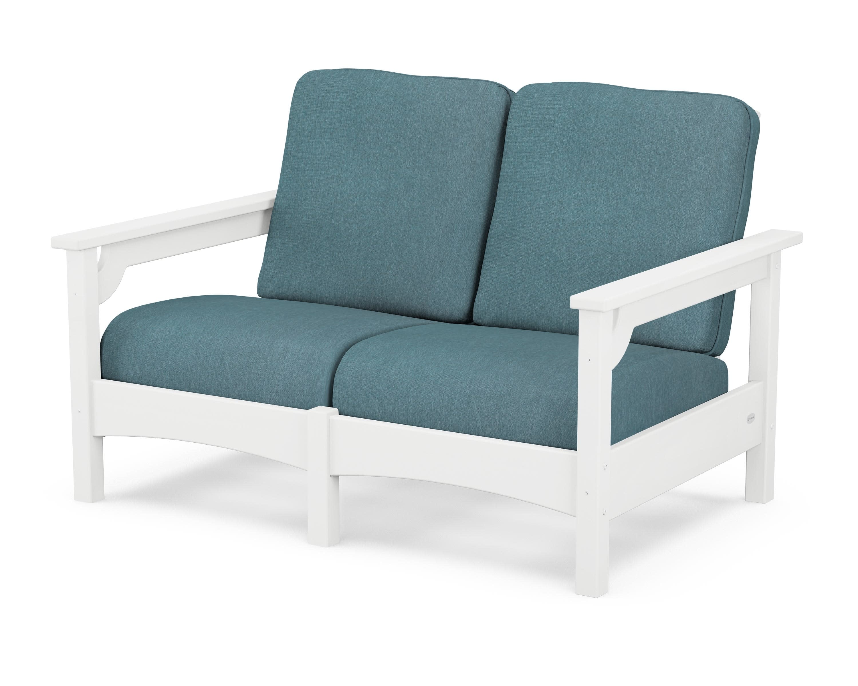 Club Loveseat in White / Ocean Teal
