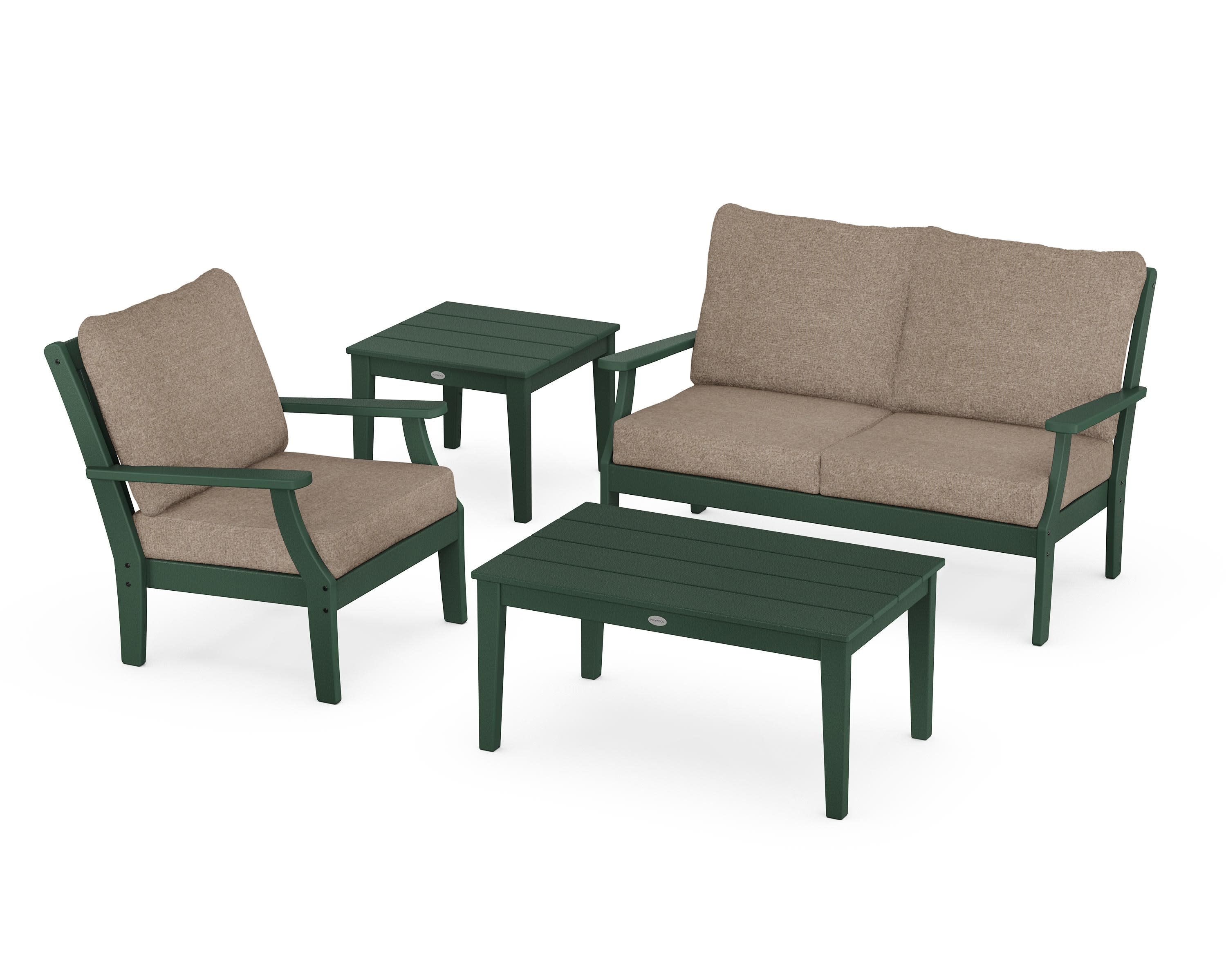 Braxton 4-Piece Deep Seating Set in Green / Spiced Burlap