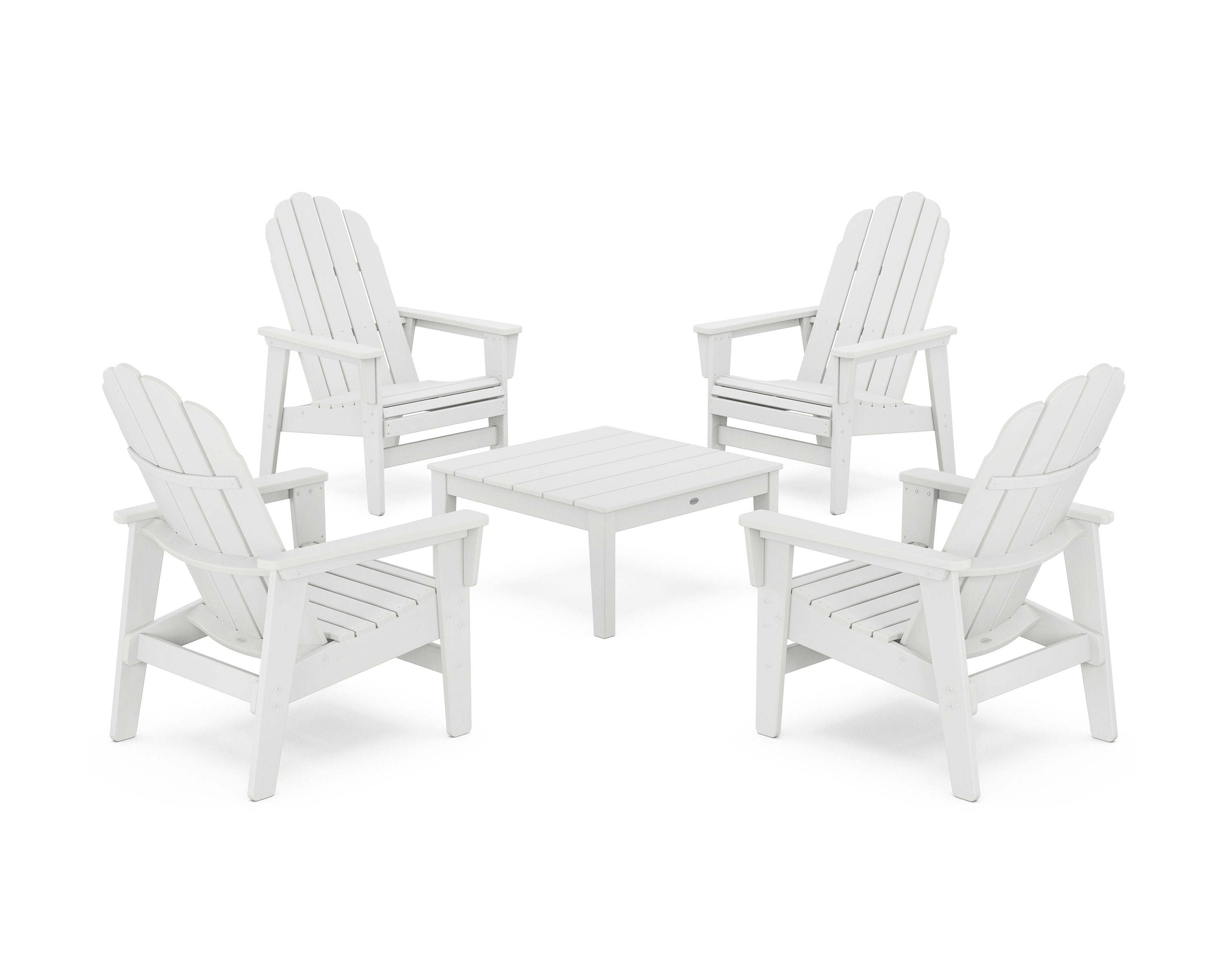 5-Piece Vineyard Grand Upright Adirondack Chair Conversation Group in White