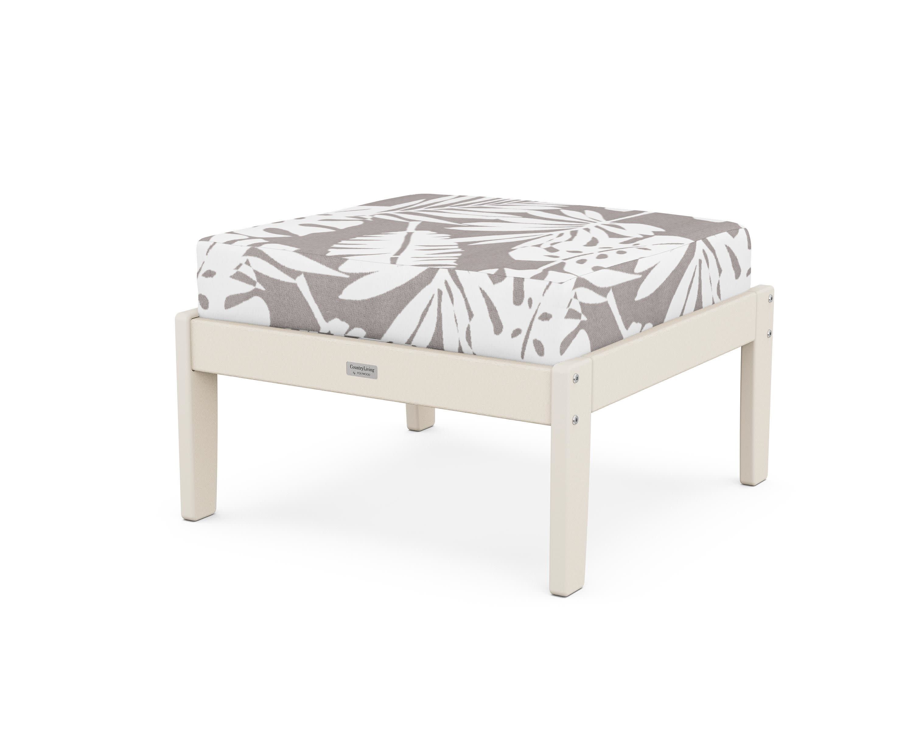 Cottage Deep Seating Ottoman in Sand / Leaf Grey Mist