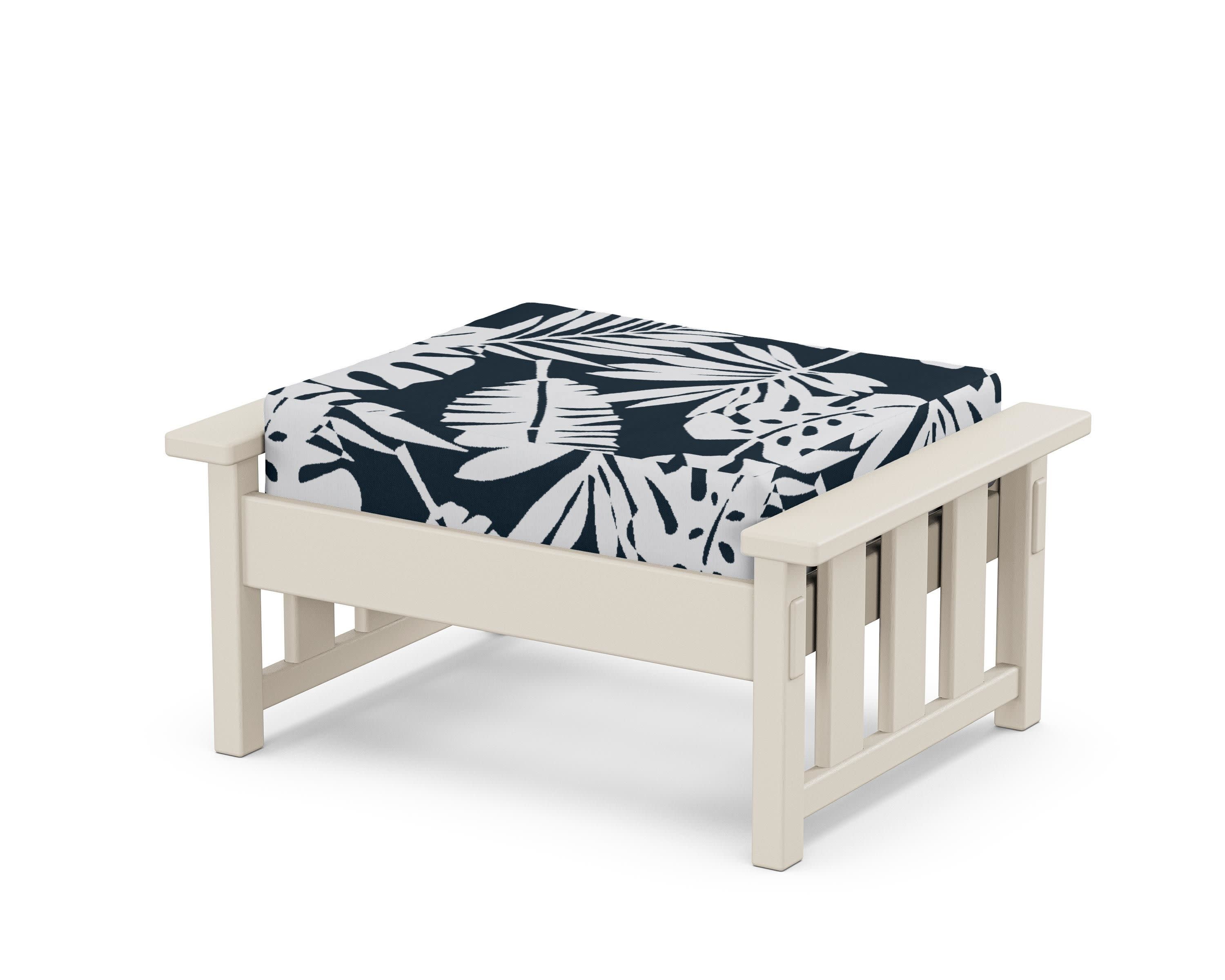 Acadia Deep Seating Ottoman in Sand / Leaf Marine Indigo