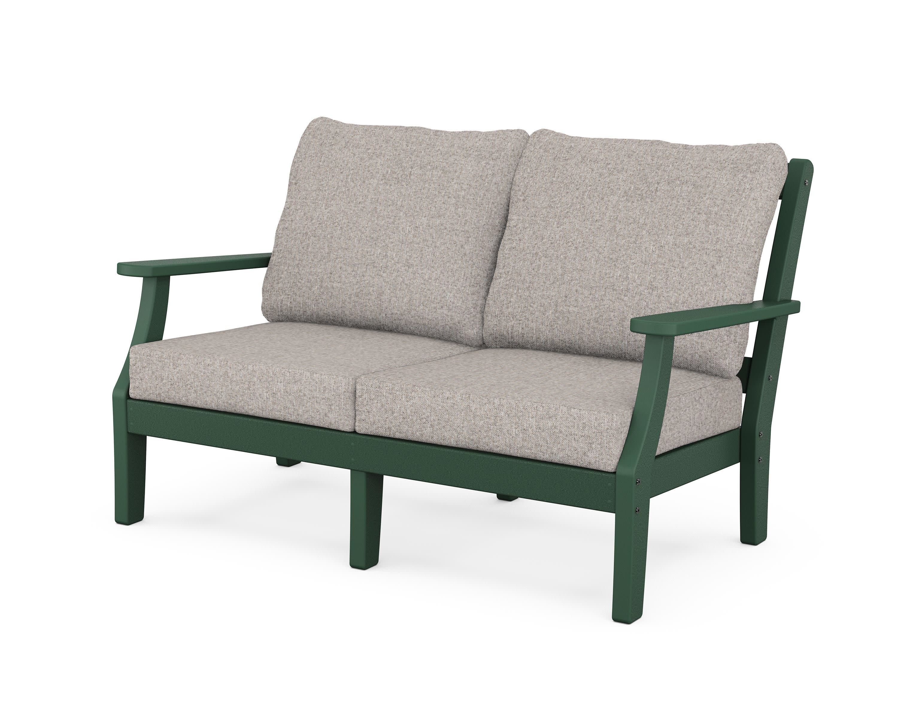 Chinoiserie Deep Seating Loveseat in Green / Weathered Tweed