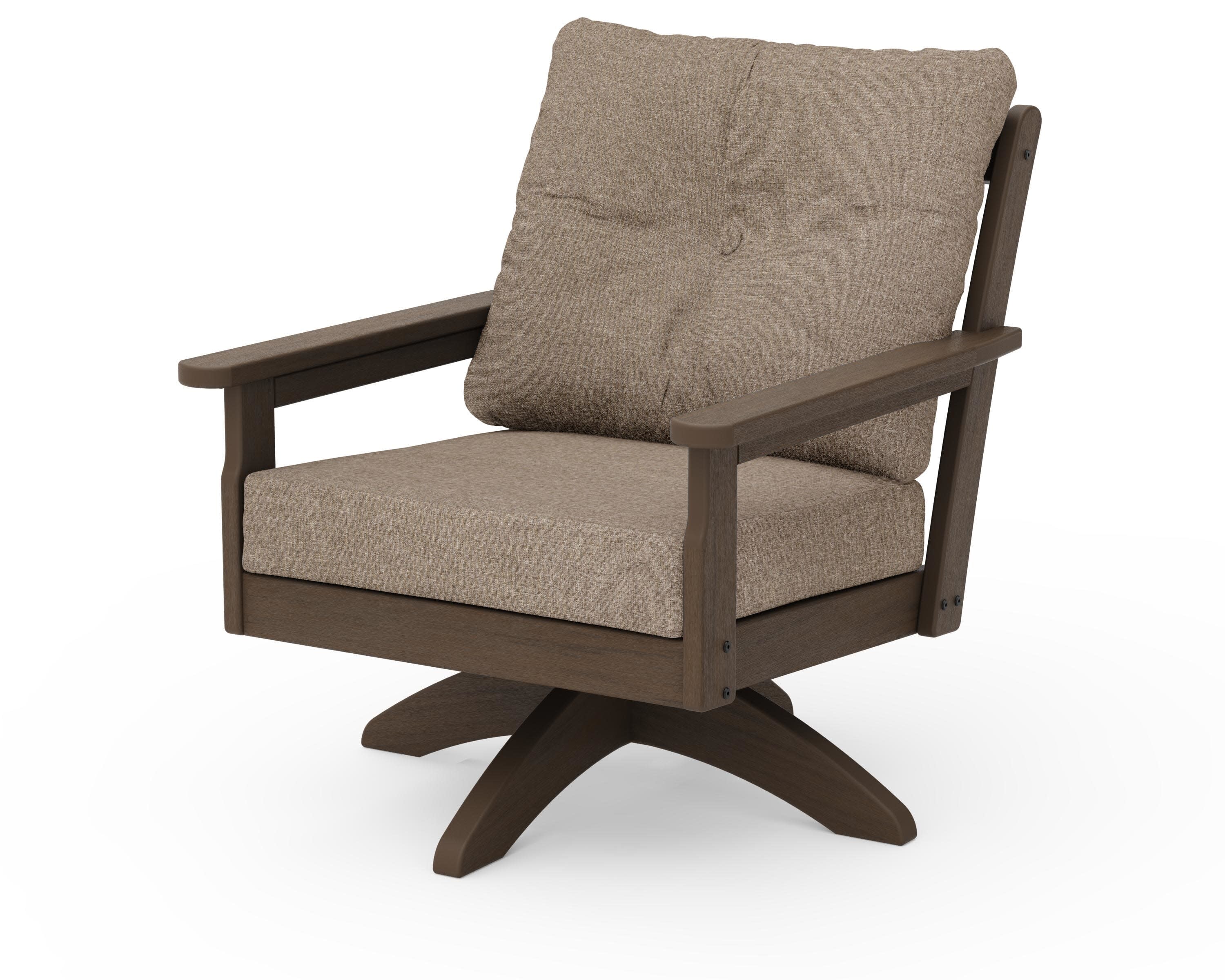 Vineyard Deep Seating Swivel Chair in Kona / Spiced Burlap