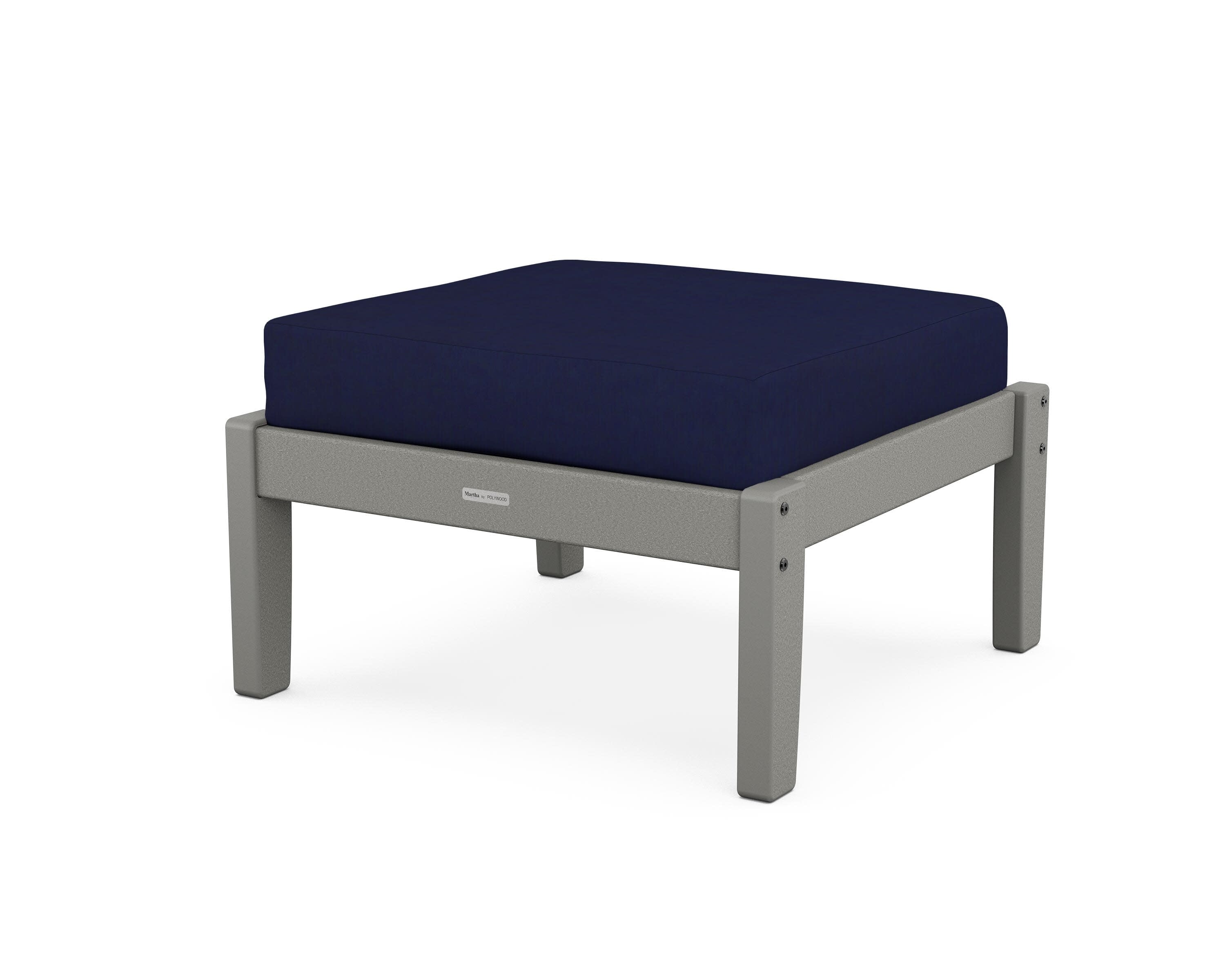 Chinoiserie Deep Seating Ottoman in Slate Grey / Navy