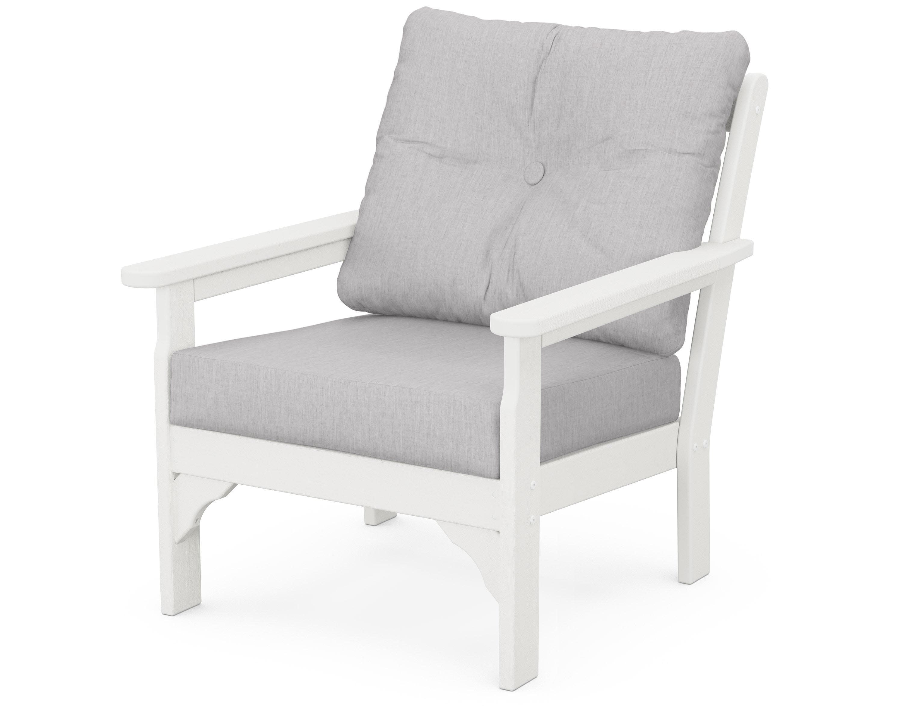 Vineyard Deep Seating Chair in Vintage White / Granite