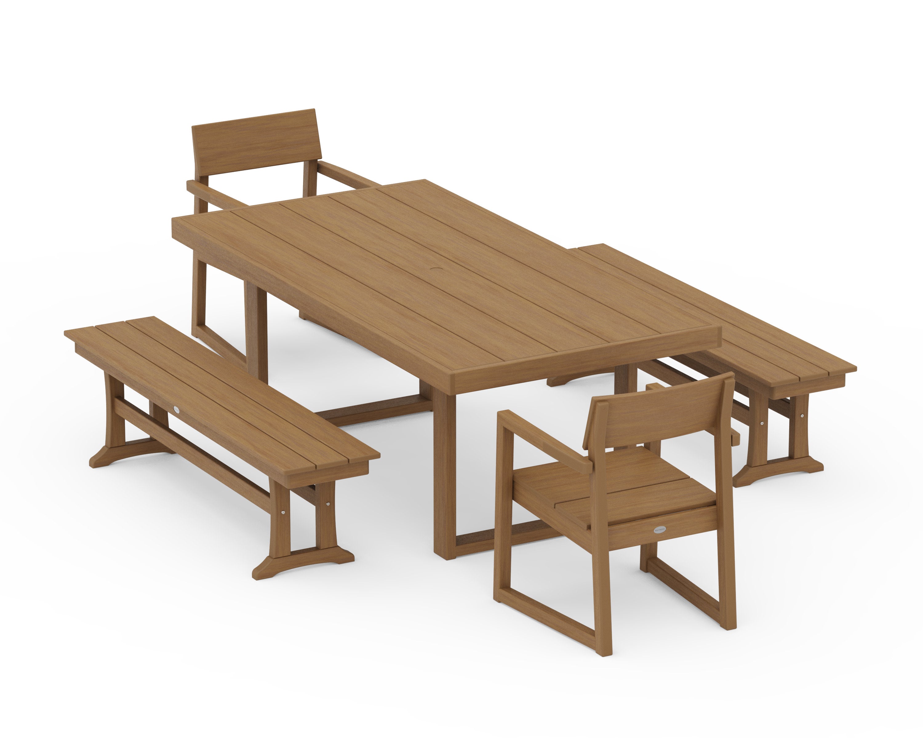 EDGE 5-Piece Dining Set with Benches in Natural