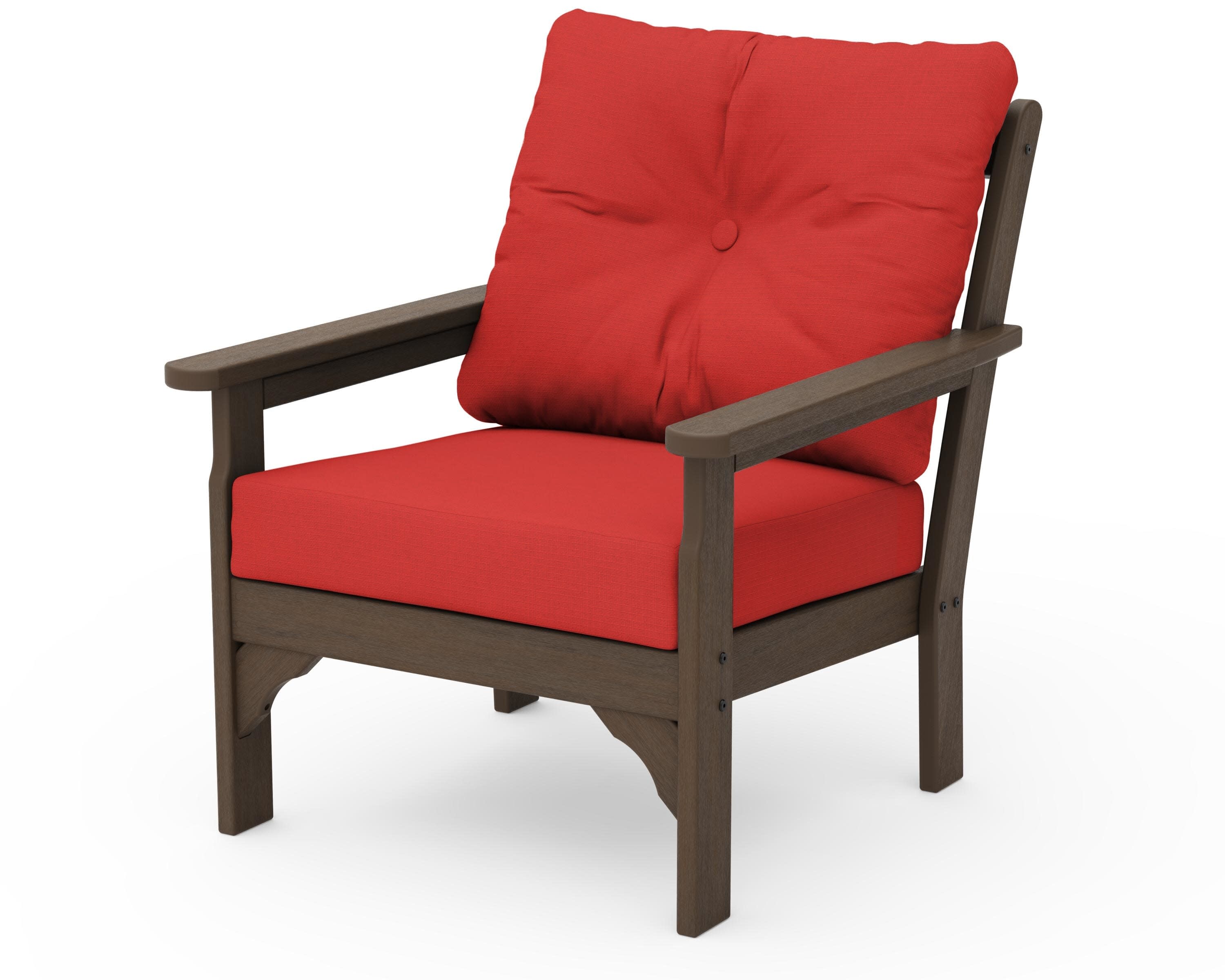 Vineyard Deep Seating Chair in Kona / Crimson Linen
