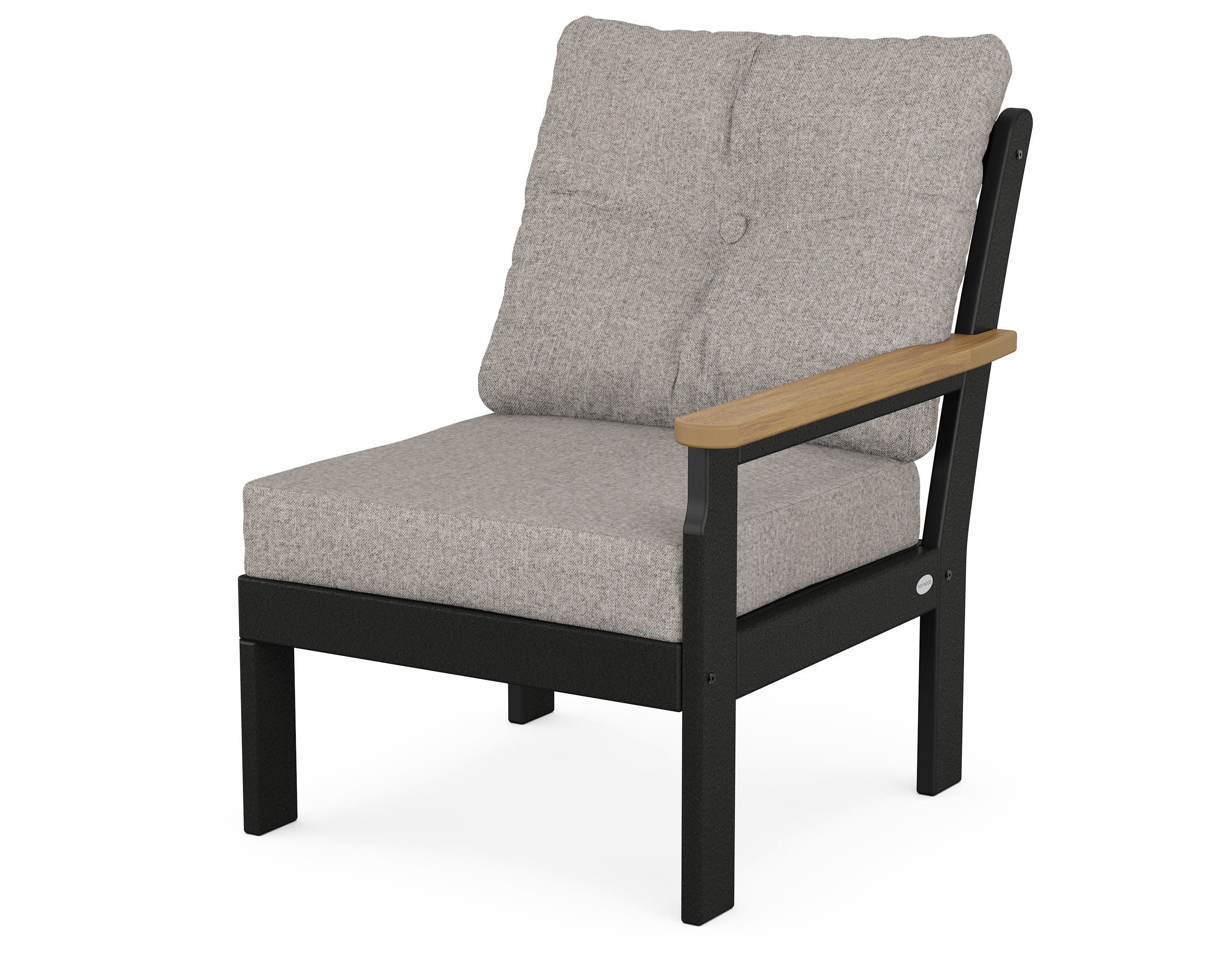Vineyard Modular Right Arm Chair in Black / Natural / Weathered Tweed