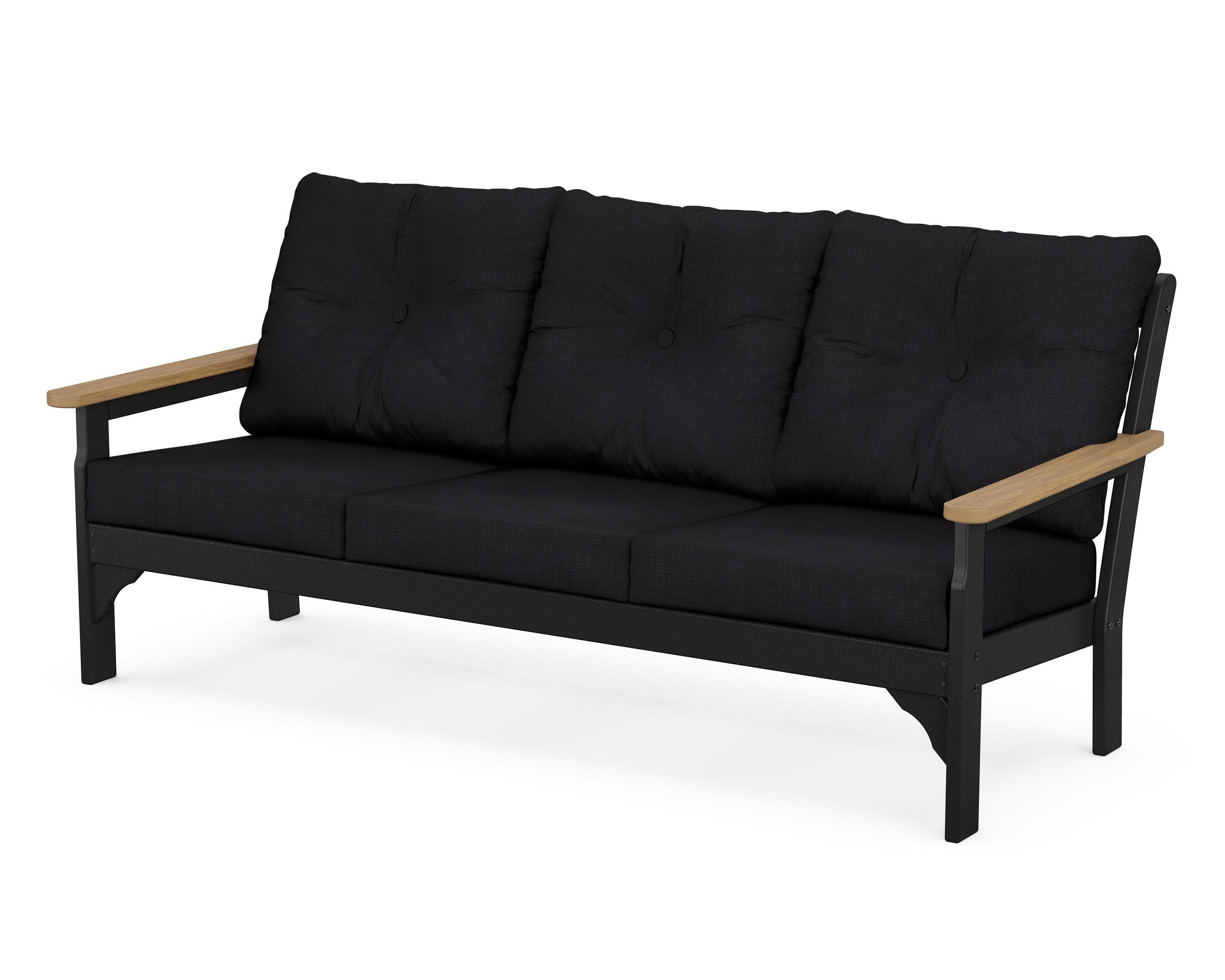 Vineyard Deep Seating Sofa in Black / Natural / Midnight Linen