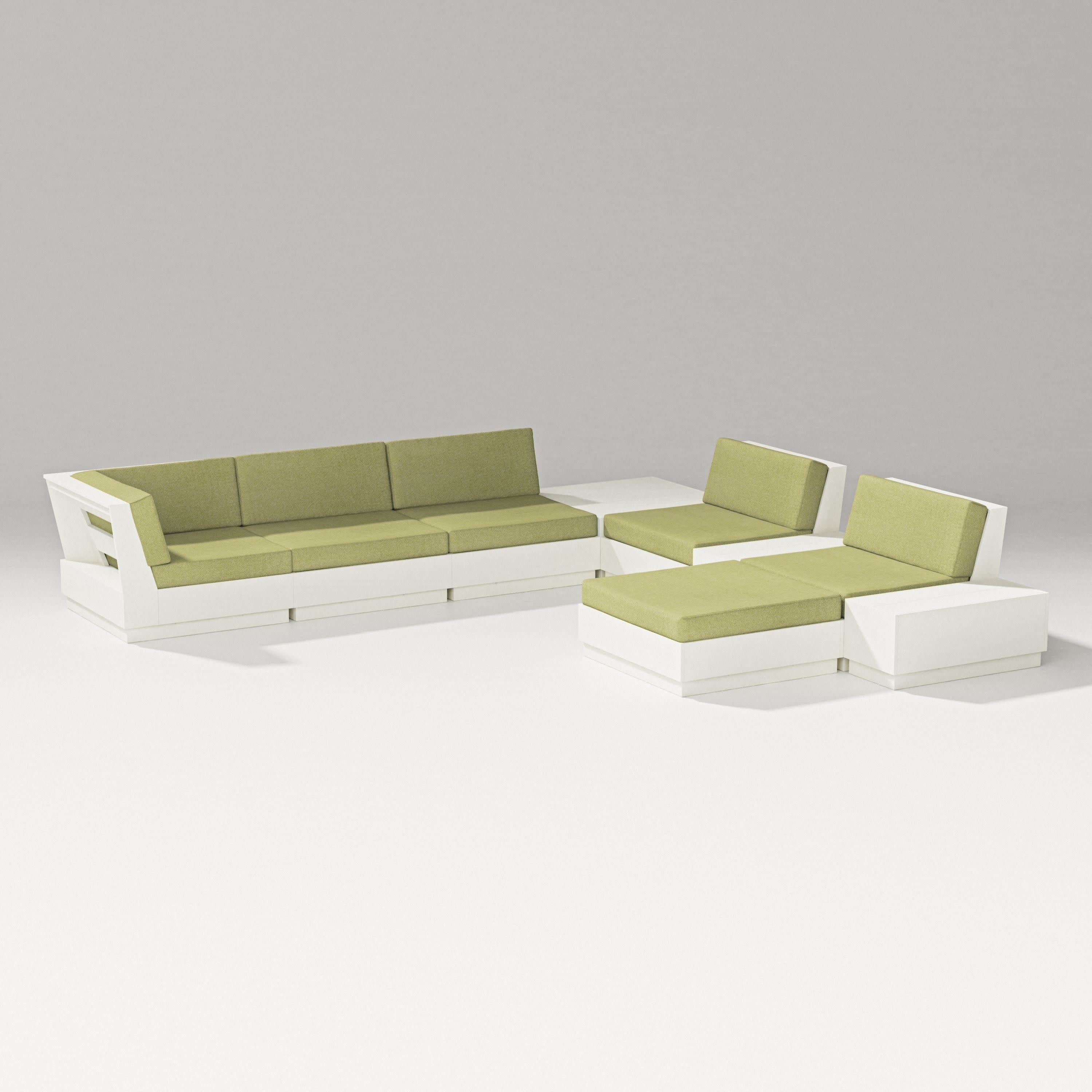 Elevate 9-Piece Conversation Sectional in Vintage White / Chartreuse Boucle