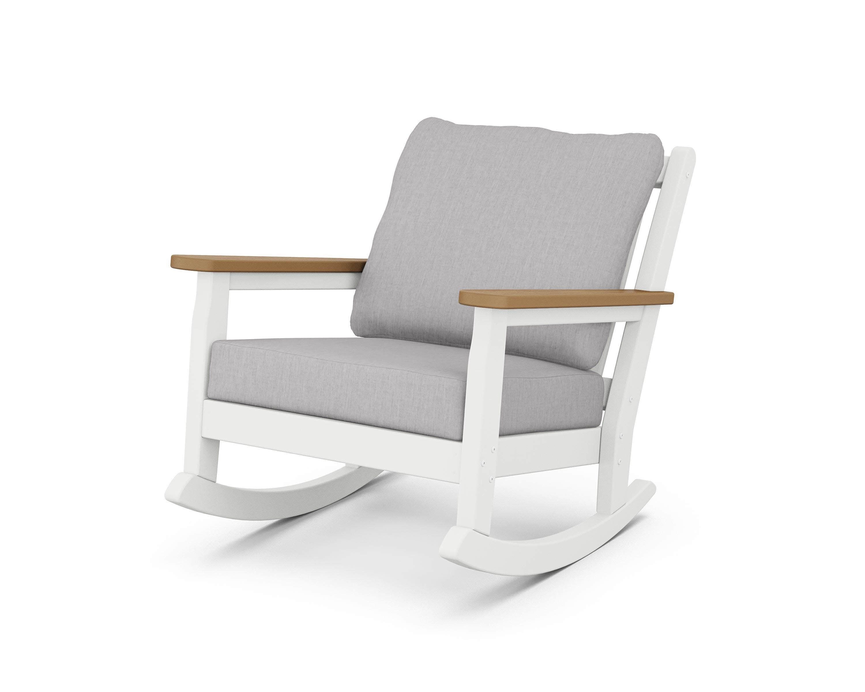 Chippendale Deep Seating Rocking Chair in White / Natural / Granite
