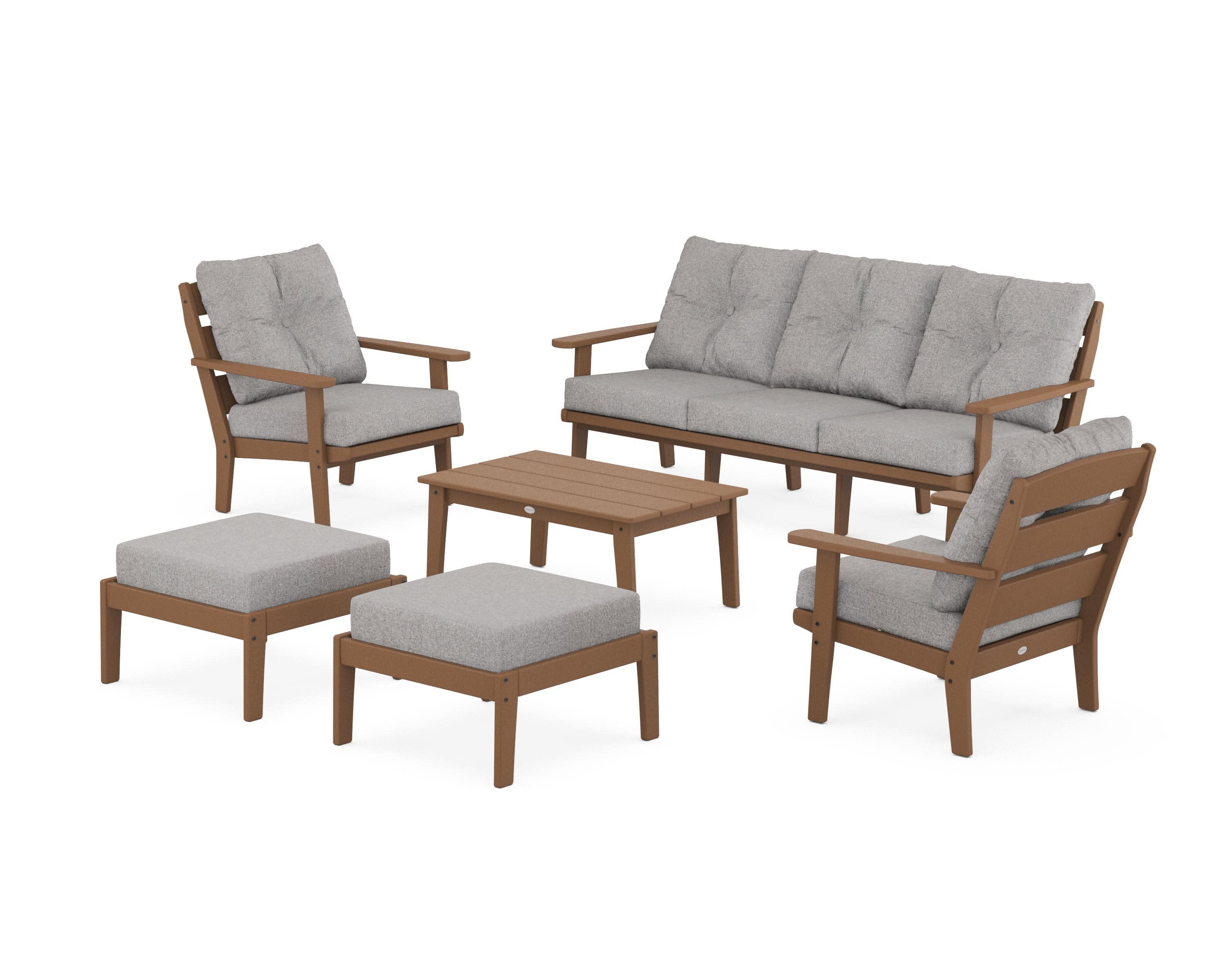 Lakeside 6-Piece Lounge Sofa Set in Teak / Grey Mist
