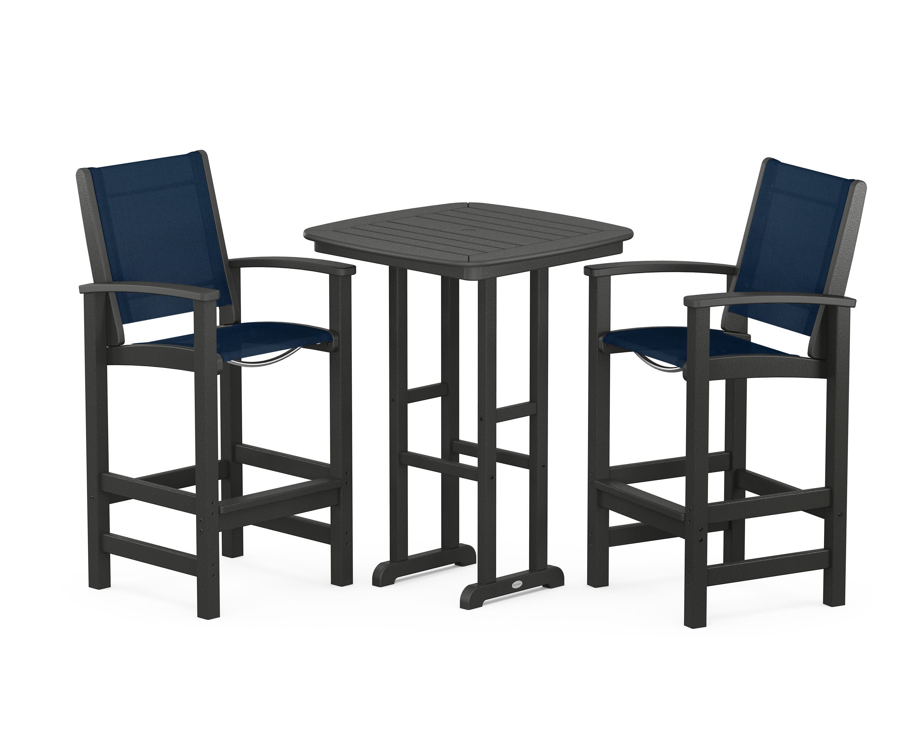 Coastal 3-Piece Bar Set in Black / Navy Blue Sling