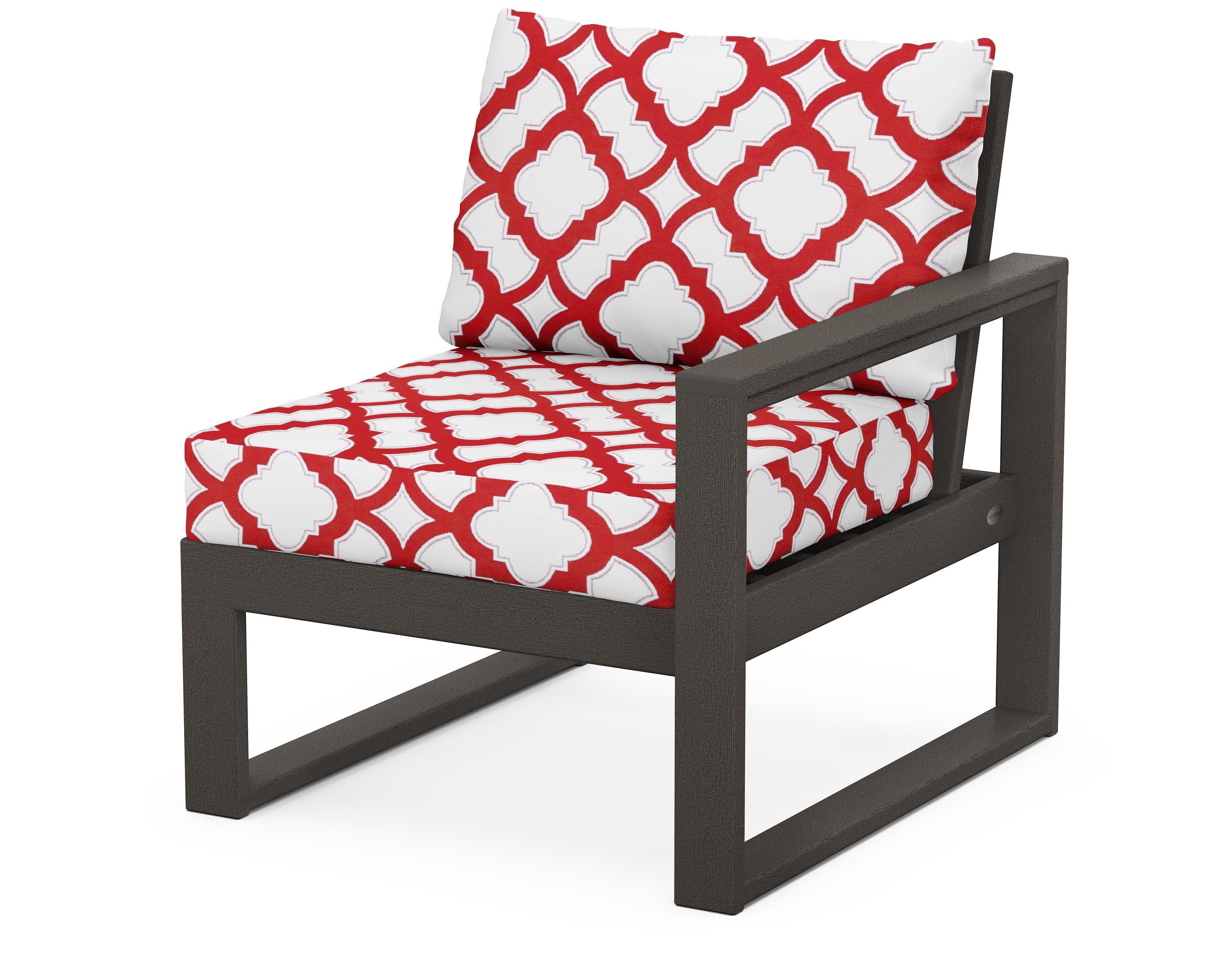 EDGE Modular Right Arm Chair in Vintage Coffee / Trellis Crimson