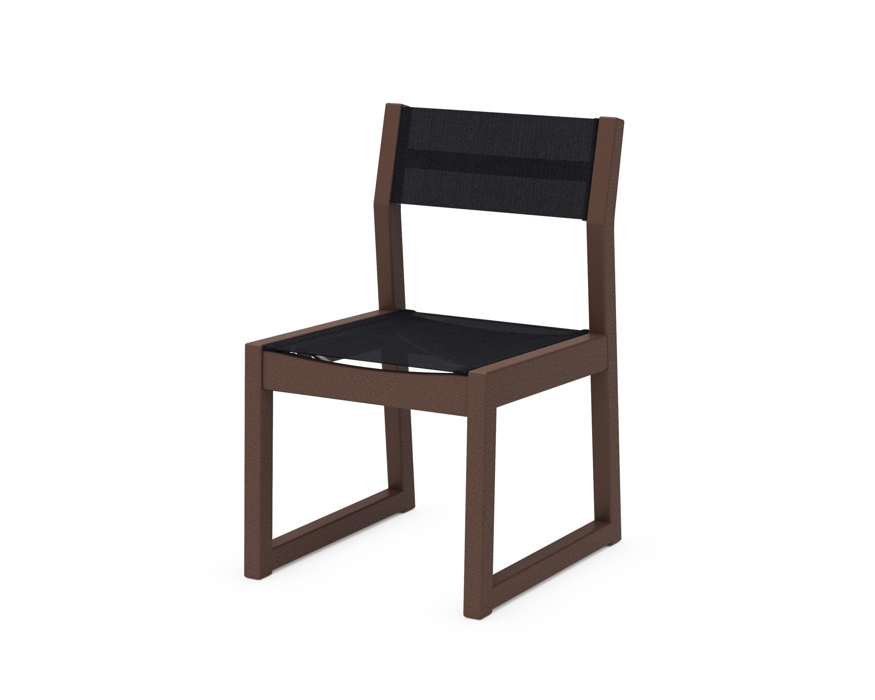 EDGE Sling Dining Side Chair in Mahogany / Black Sling