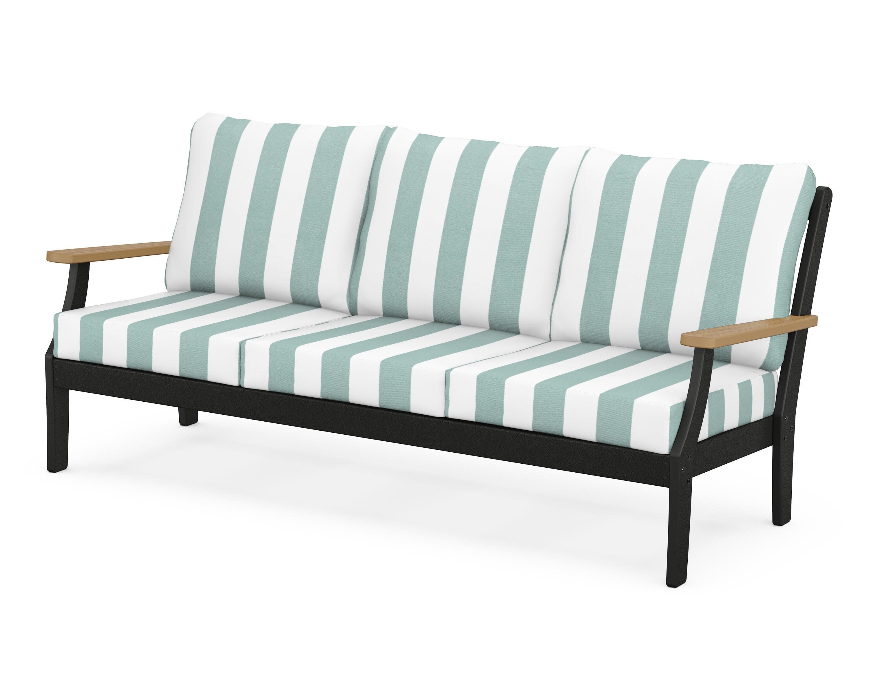 Braxton Deep Seating Sofa in Black / Natural / Cabana Stripe Glacier Spa