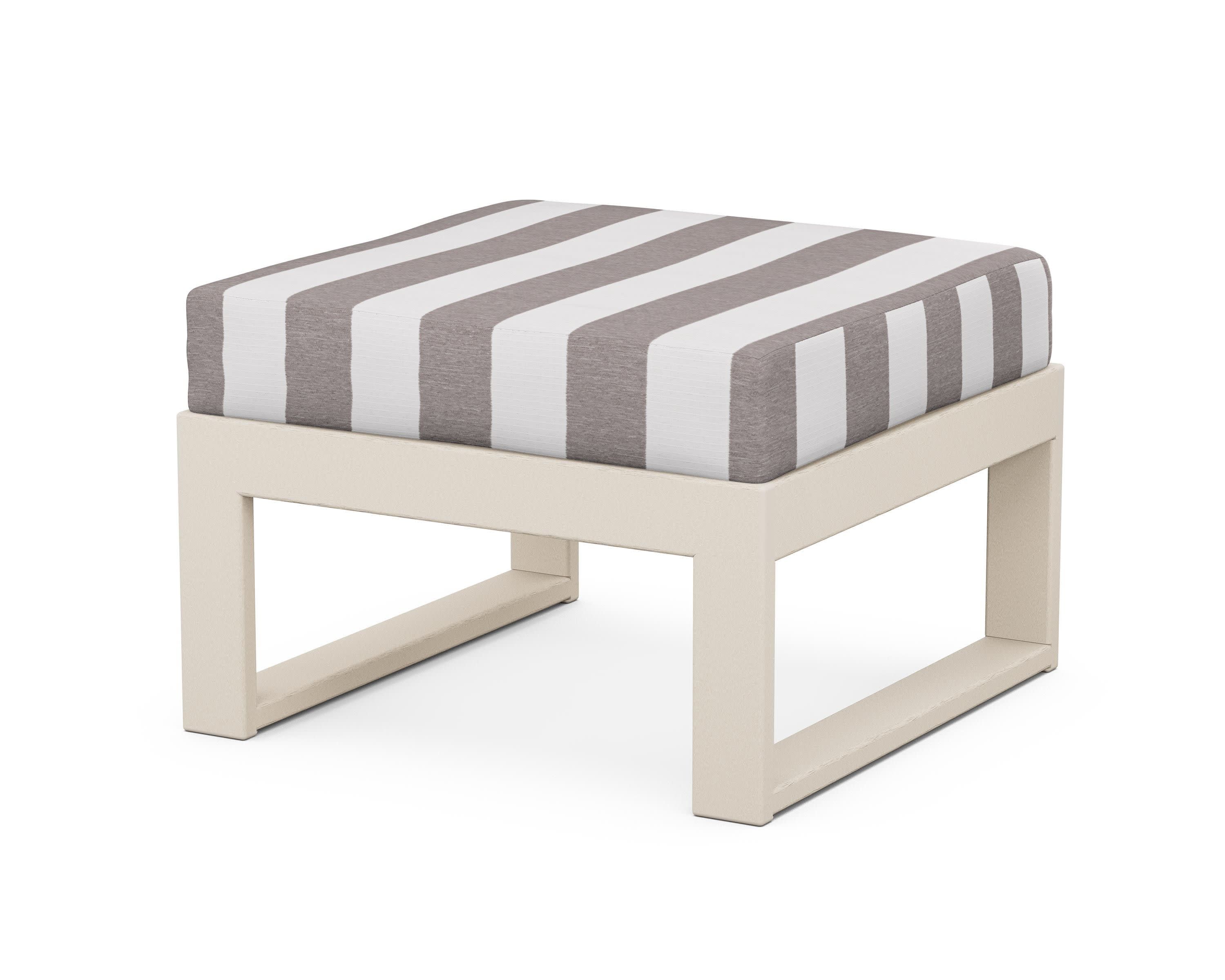Modular Ottoman - Modern in Sand / Cabana Stripe Grey Mist