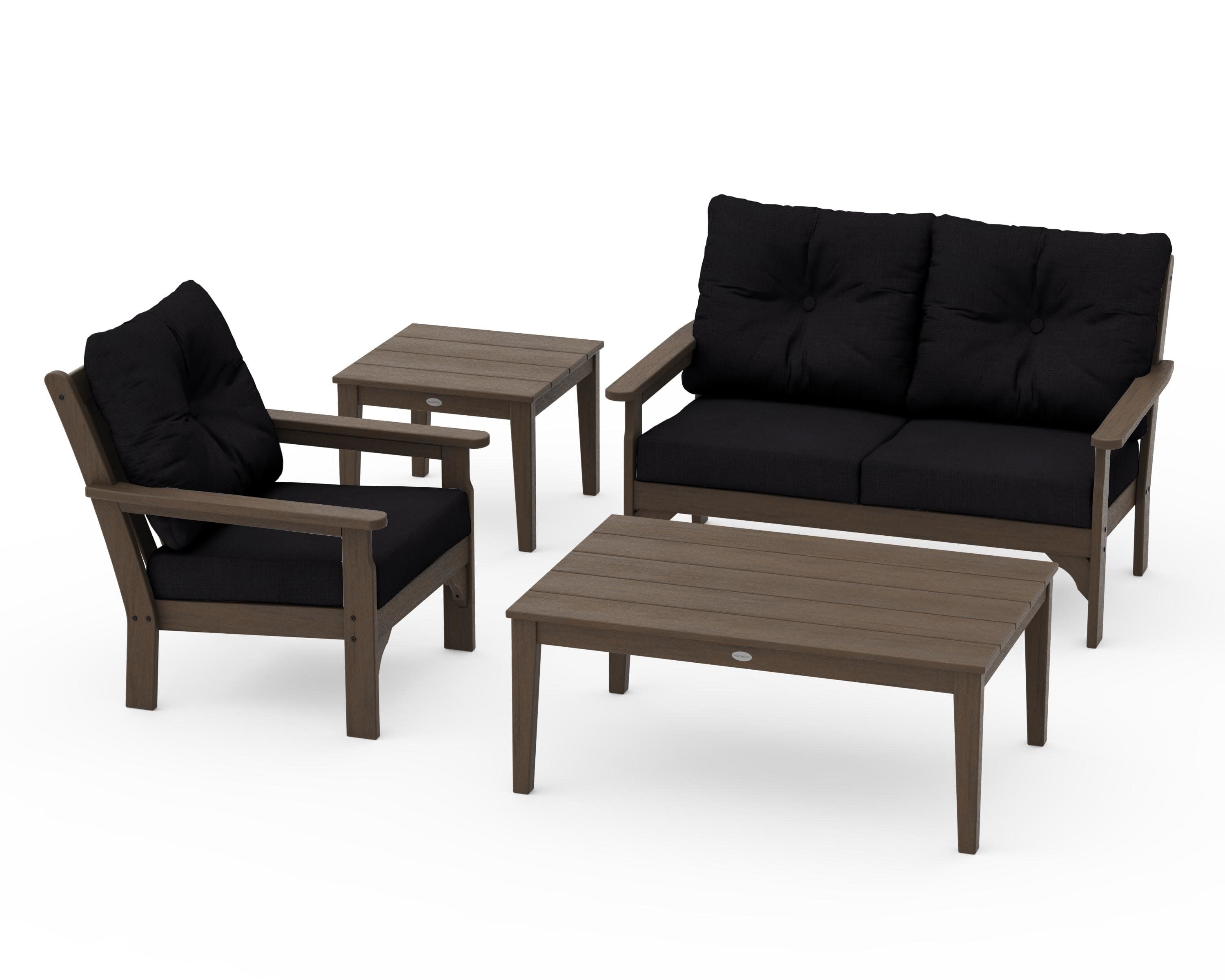 Vineyard 4-Piece Deep Seating Set in Kona / Midnight Linen