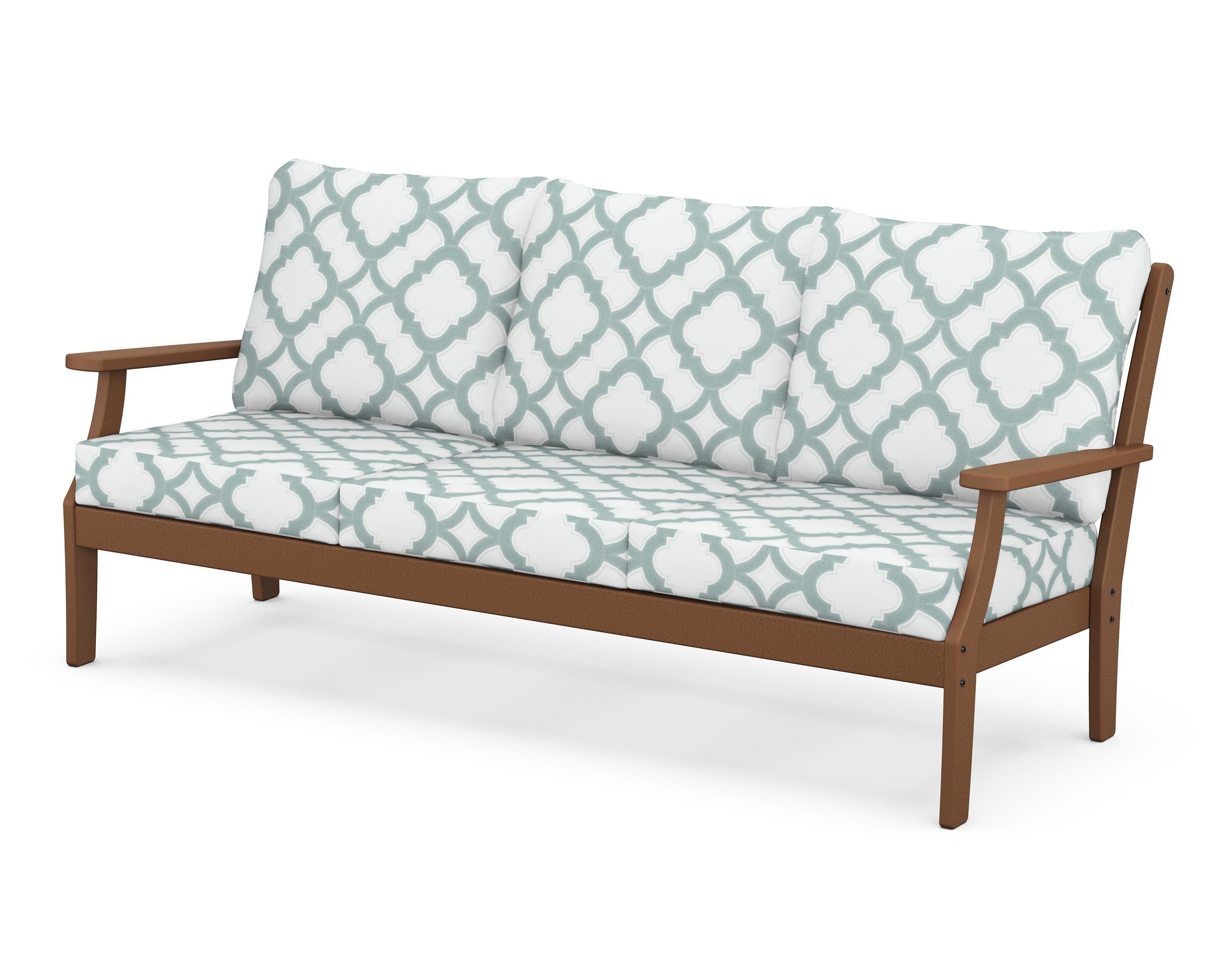 Braxton Deep Seating Sofa in Teak / Trellis Glacier Spa