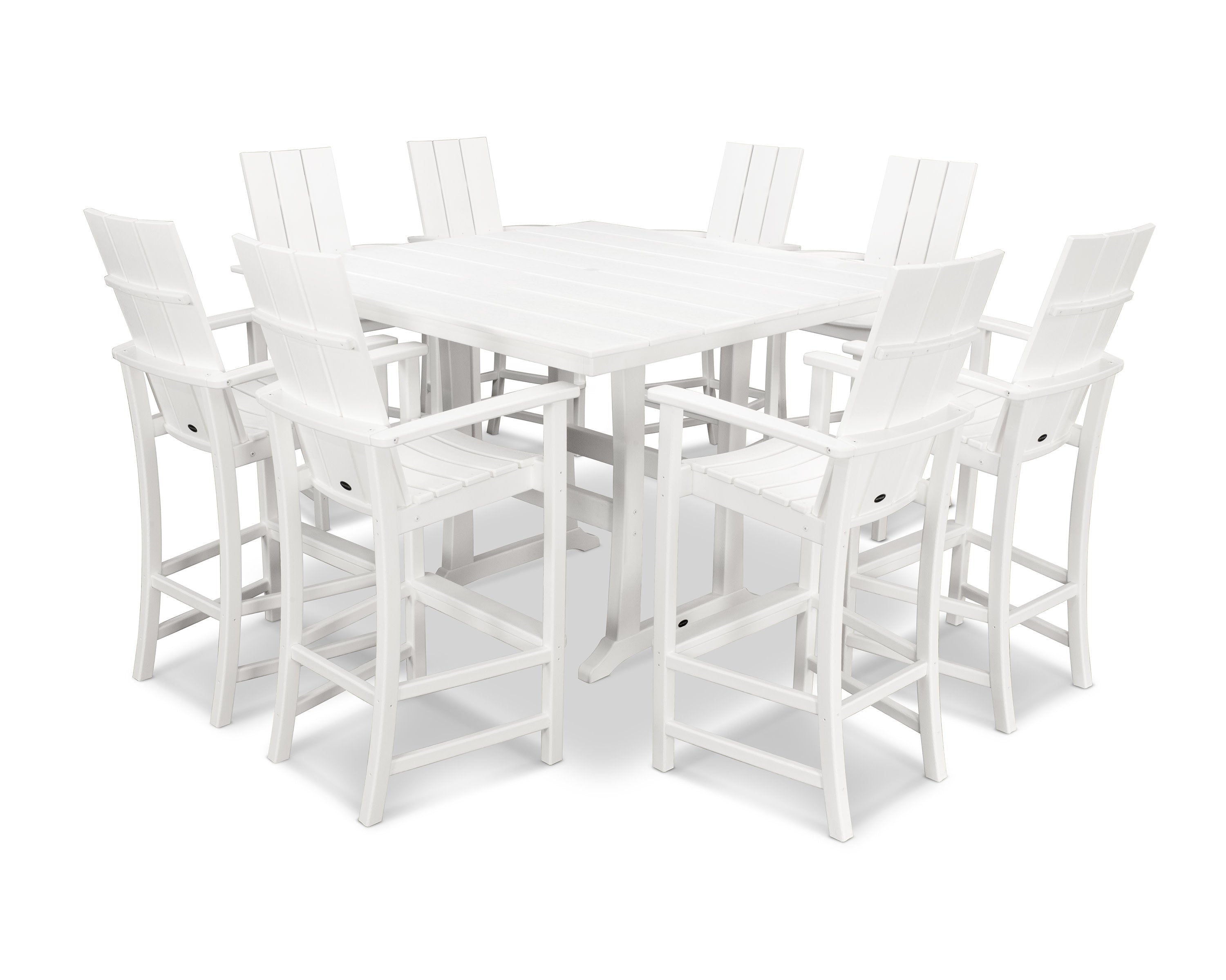 Modern Adirondack 9-Piece Farmhouse Trestle Bar Set in White