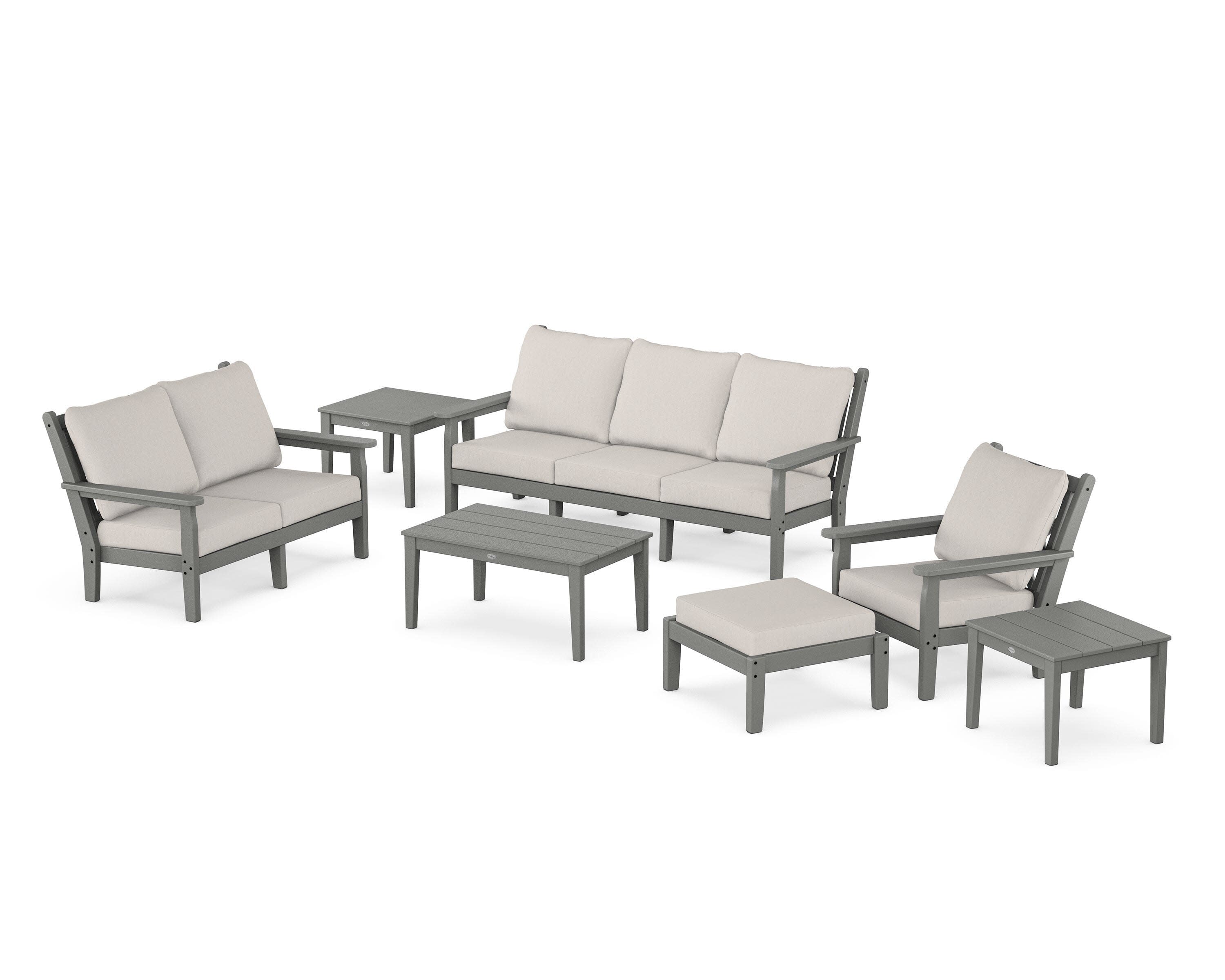 Chippendale 7-Piece Deep Seating Set in Slate Grey / Cast Ash