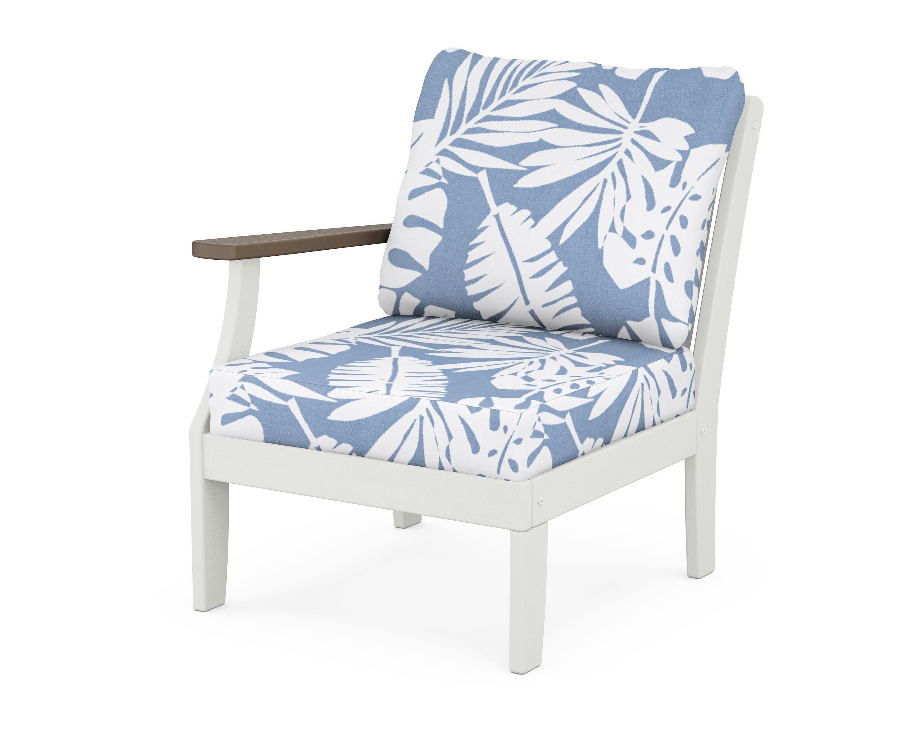 Braxton Modular Left Arm Chair in White / Kona / Leaf Sky Blue