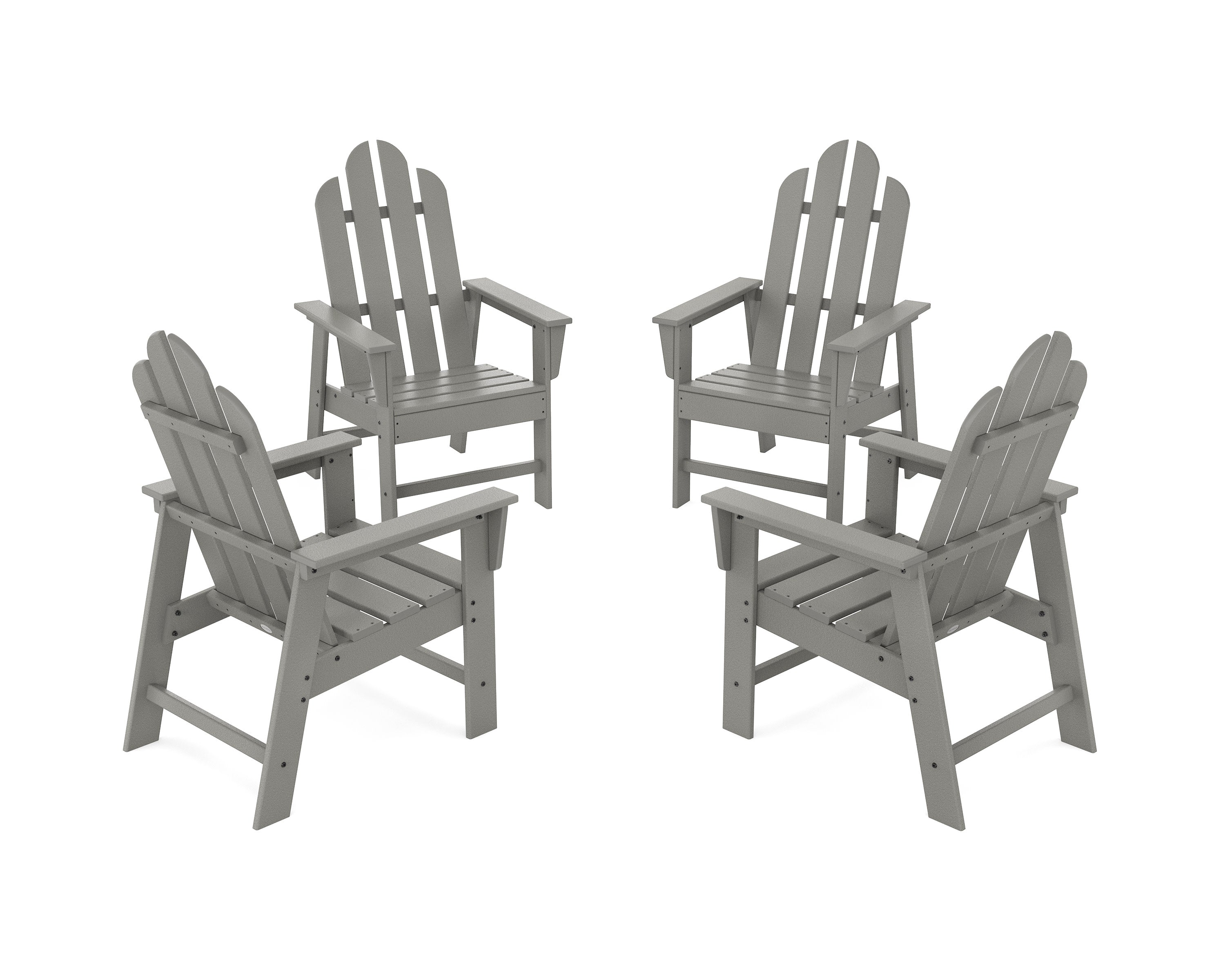 Long Island 4-Piece Upright Adirondack Conversation Set in Slate Grey
