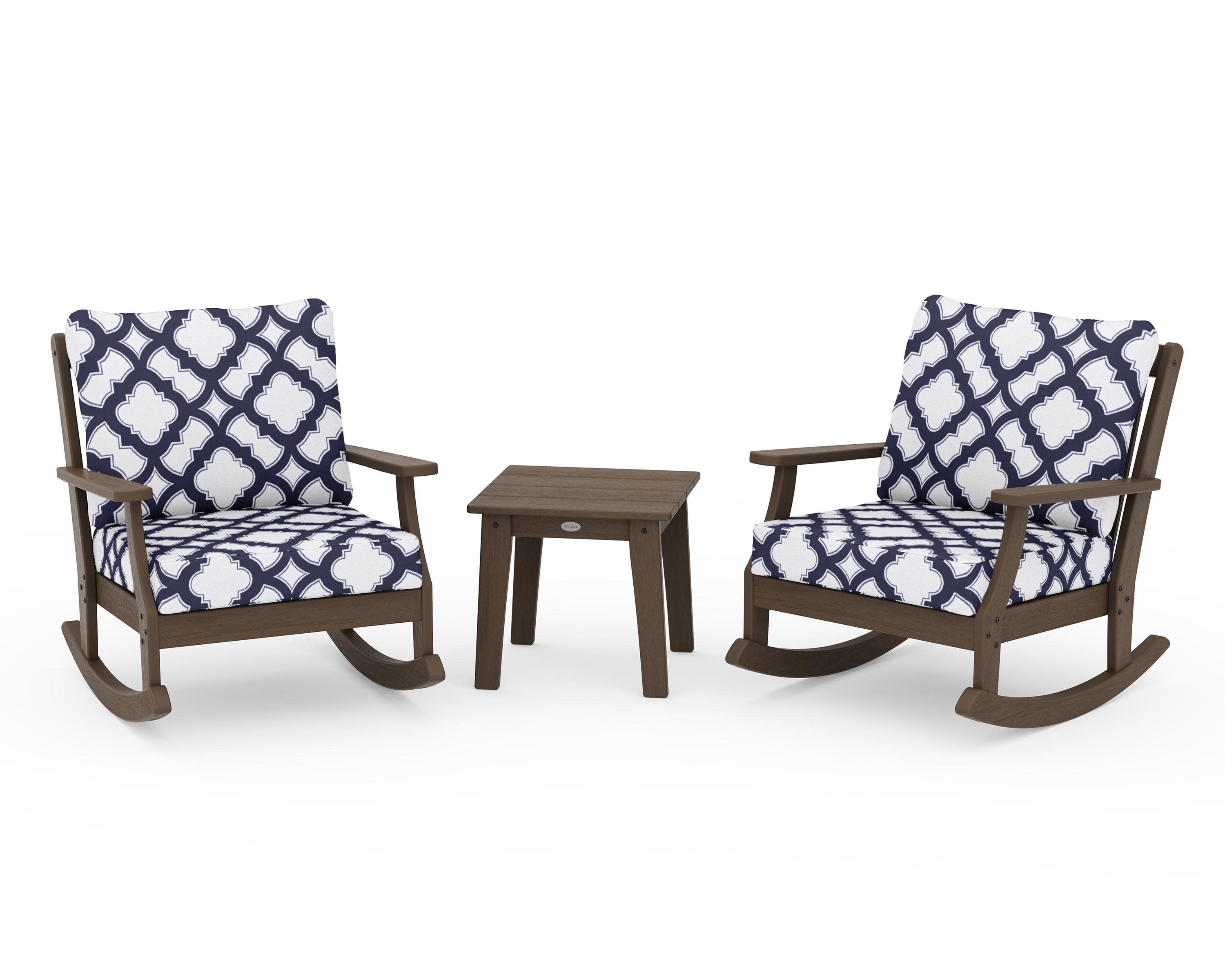 Braxton 3-Piece Deep Seating Rocker Set in Kona / Trellis Navy