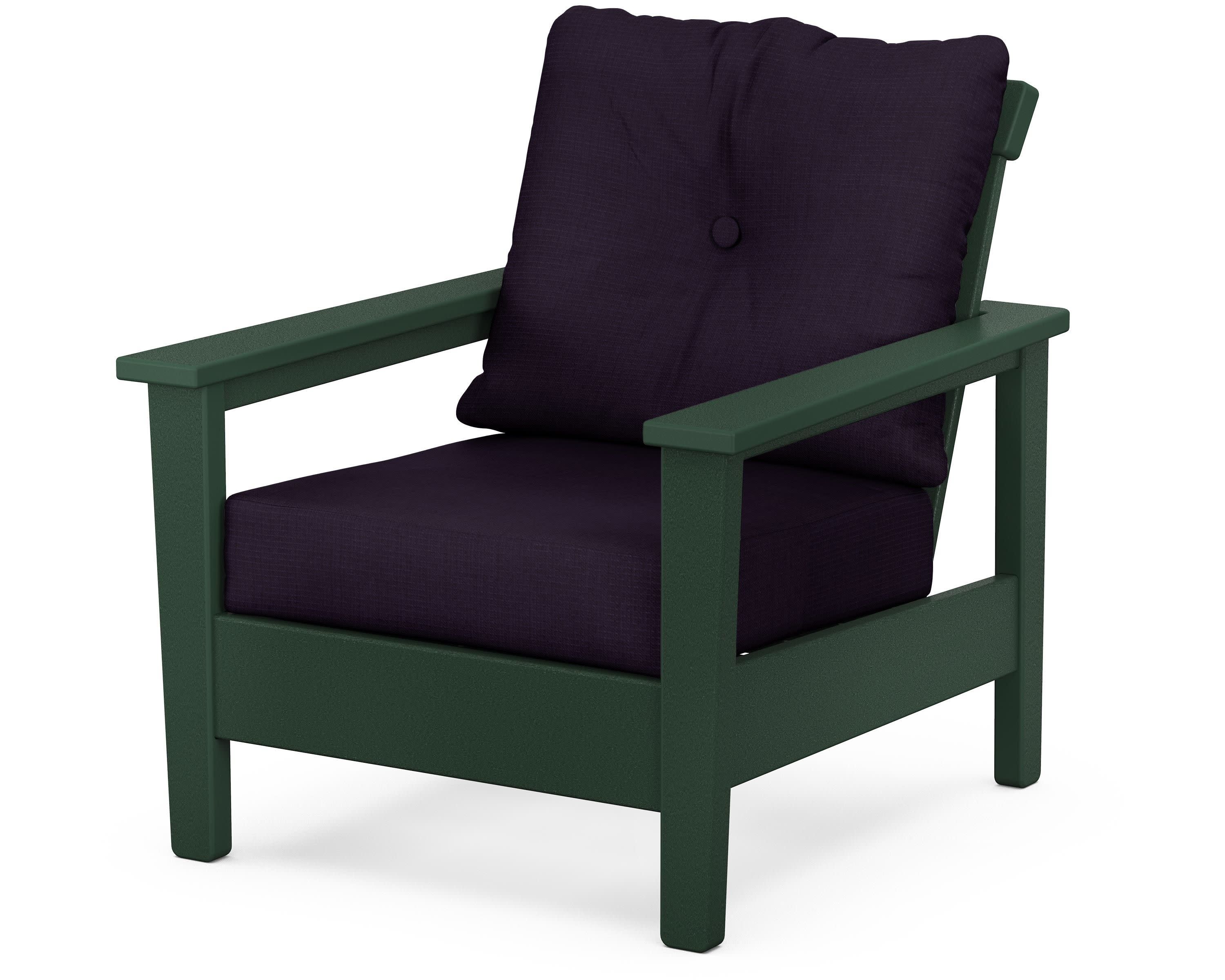 Prescott Deep Seating Chair in Green / Navy Linen