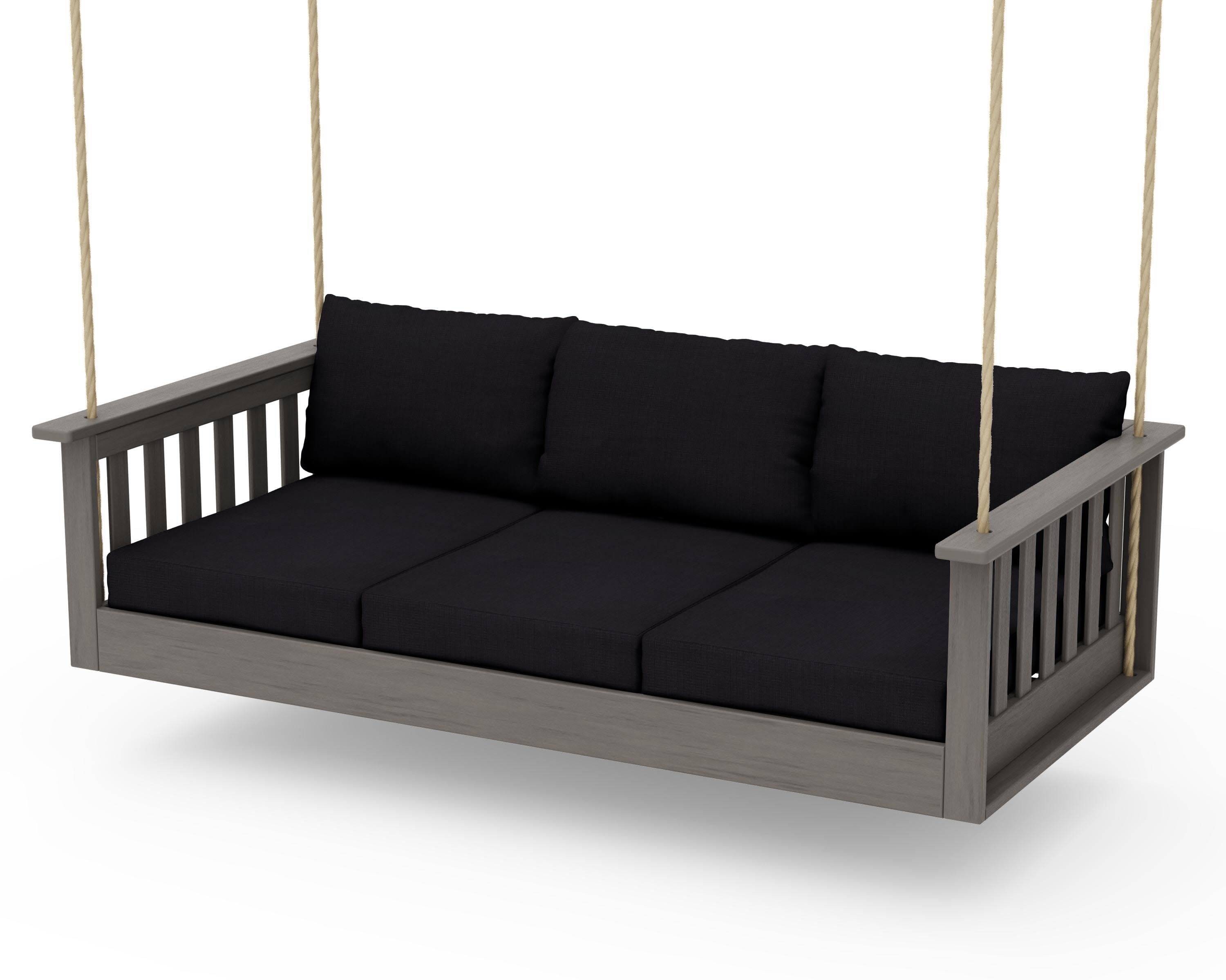 Vineyard Daybed Swing in Driftwood / Midnight Linen