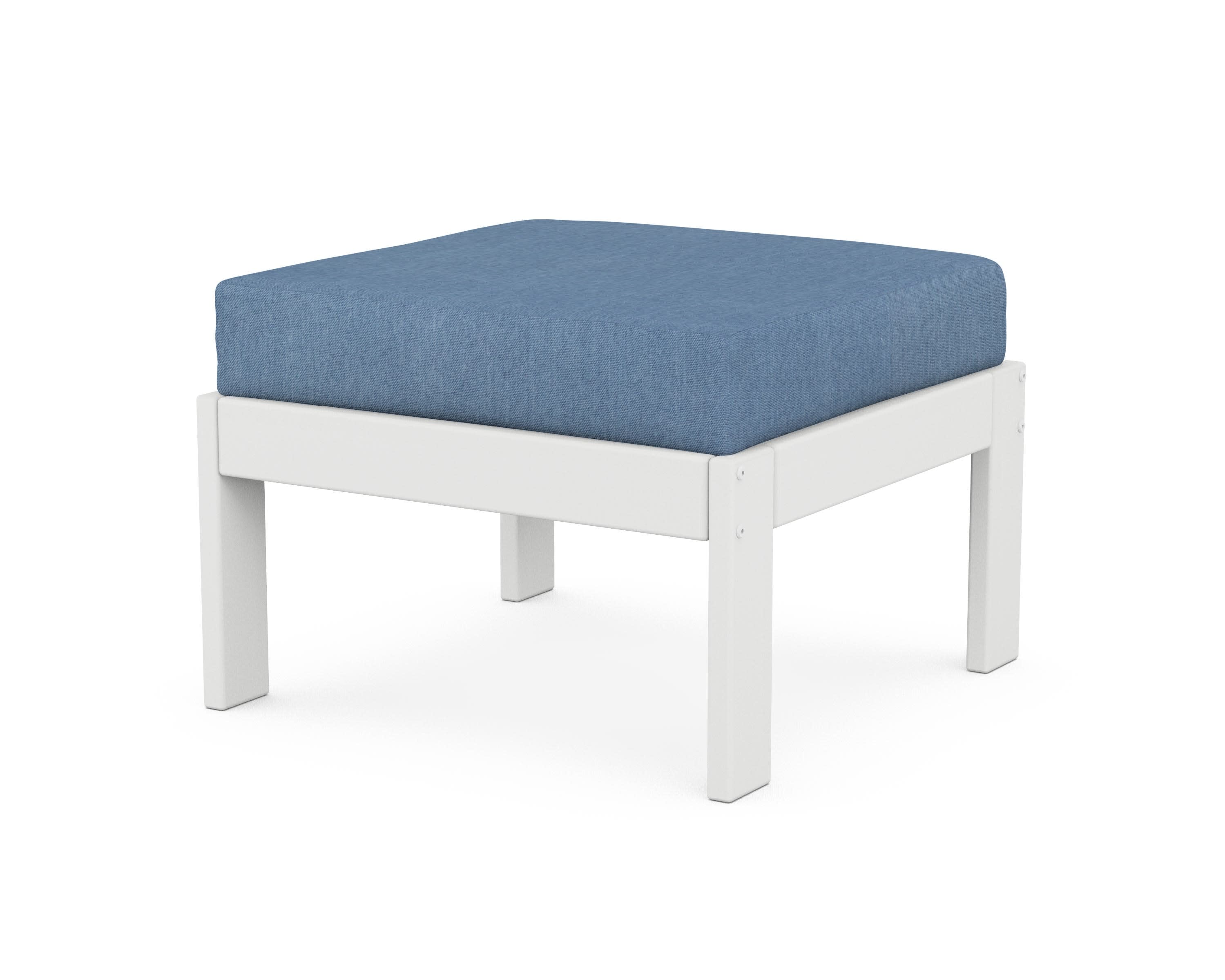 Vineyard Modular Ottoman in White / Sky Blue