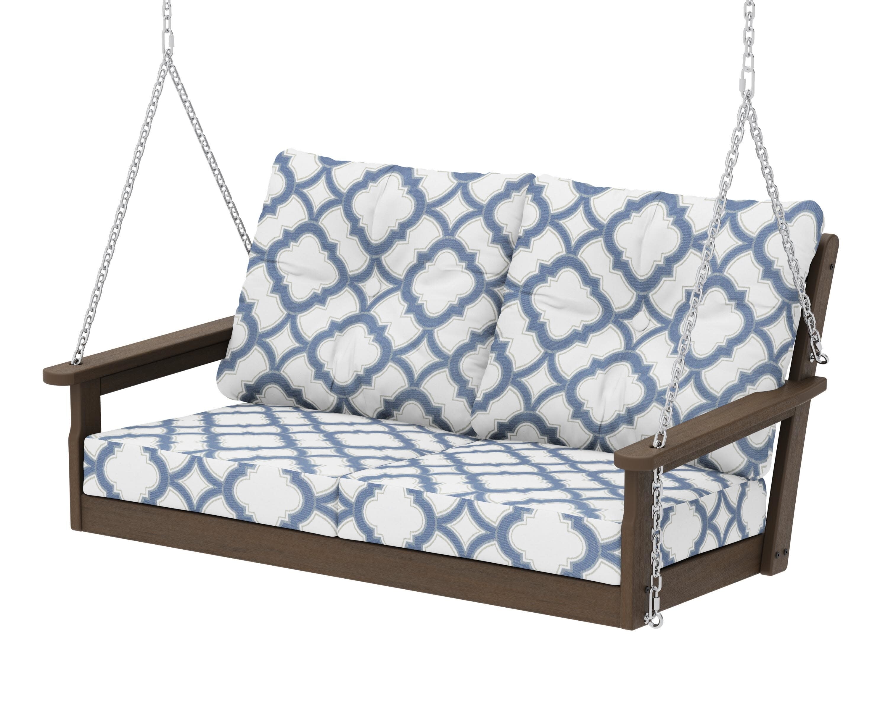 Vineyard Deep Seating Swing in Kona / Trellis Sky Blue