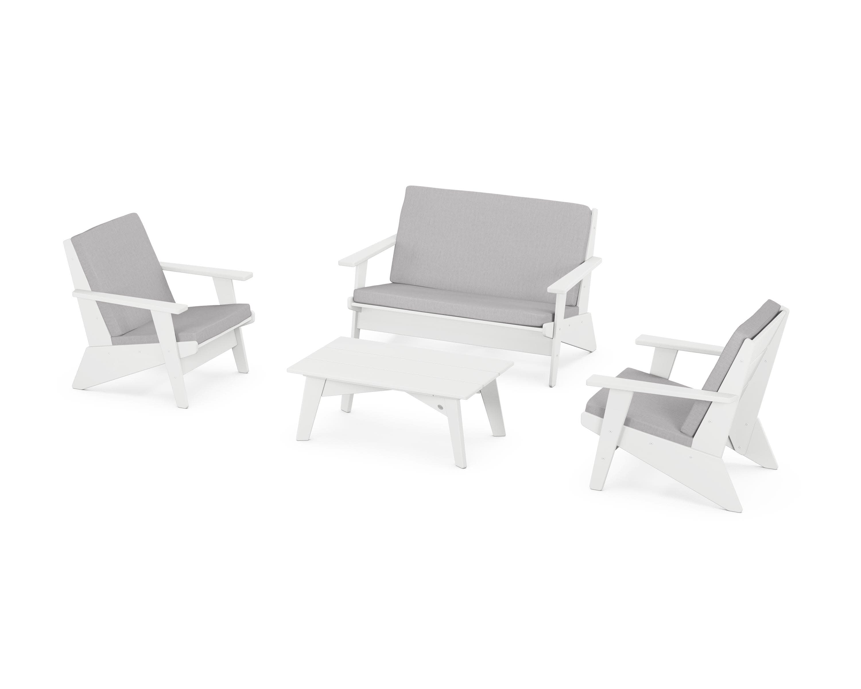 Riviera Modern Lounge 4-Piece Set in White / Granite