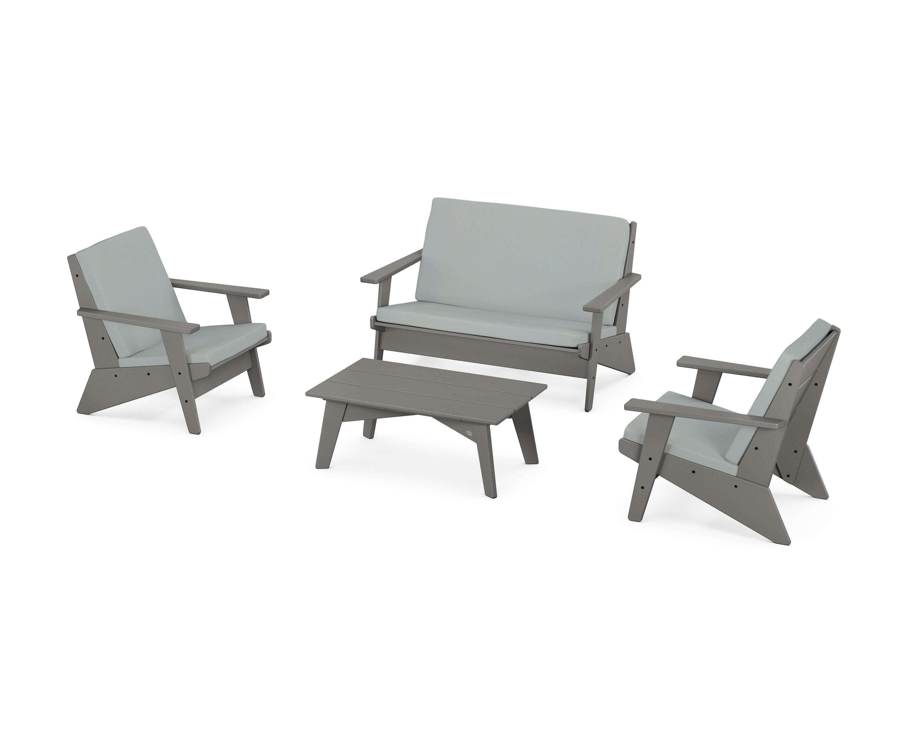 Riviera Modern Lounge 4-Piece Set in Slate Grey / Spa