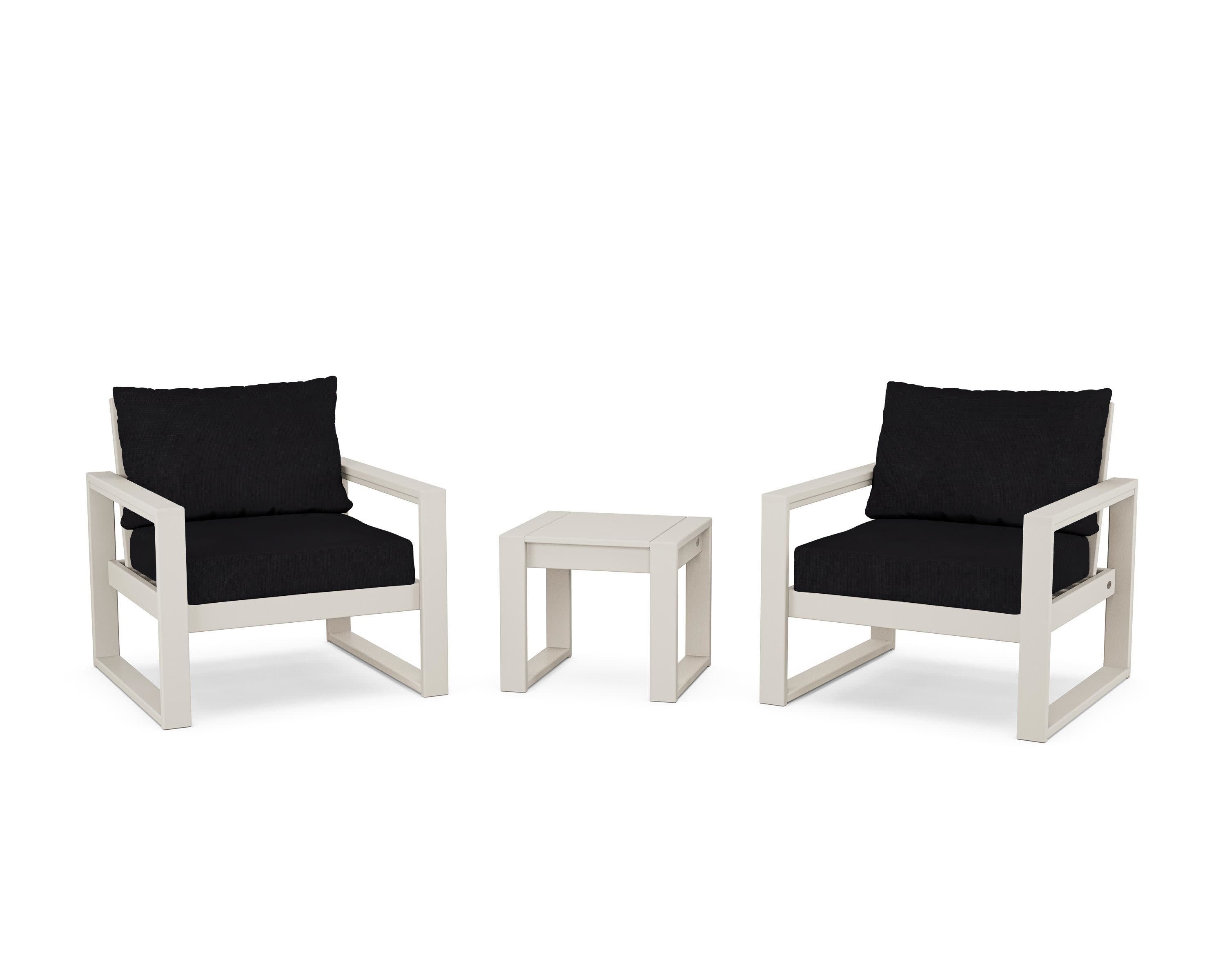 EDGE Sectional 3-Piece Deep Seating Set in Sand / Midnight Linen